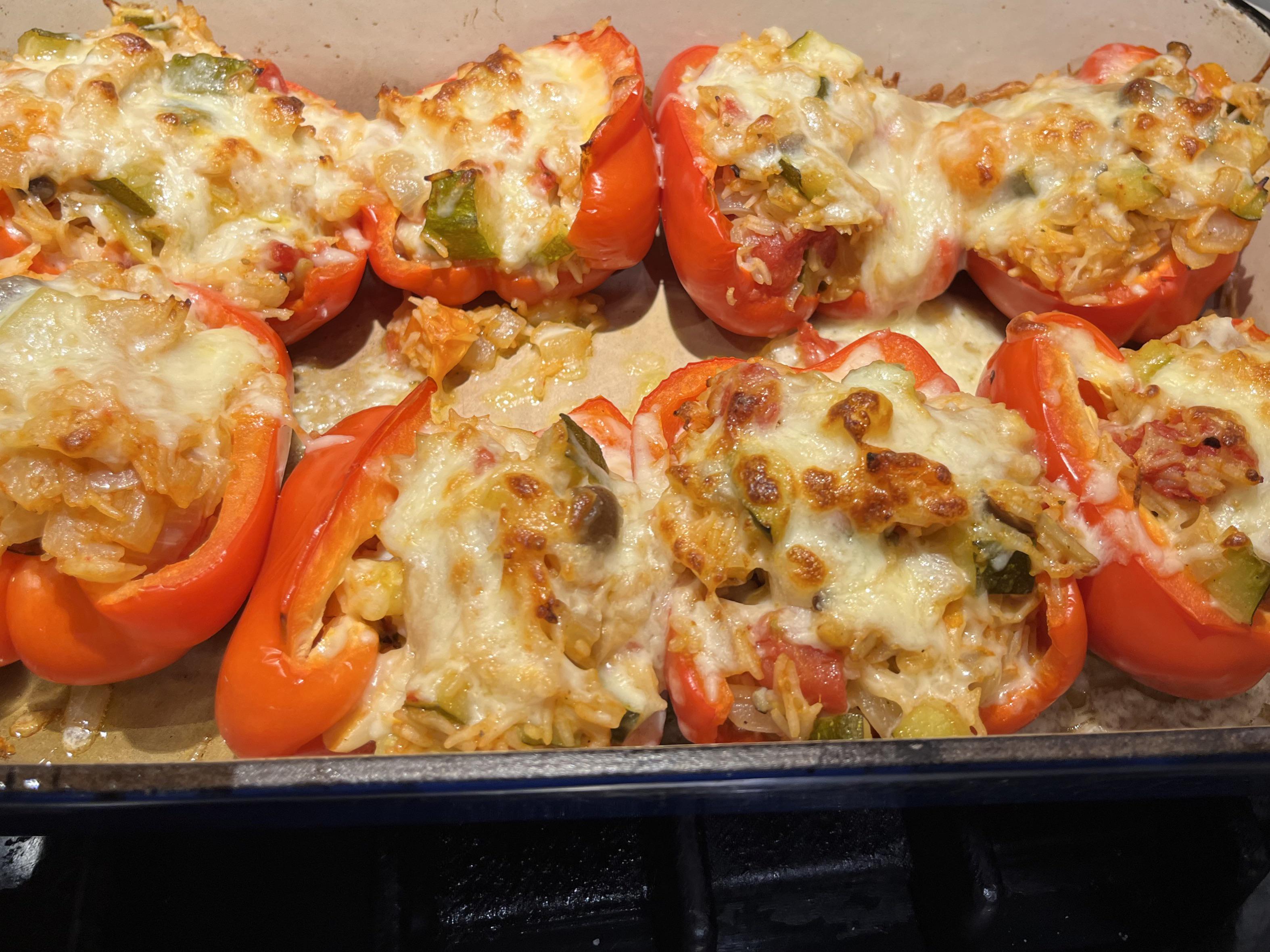 Vegetable and Rice Stuffed Peppers, with Mozzarella r/tonightsdinner