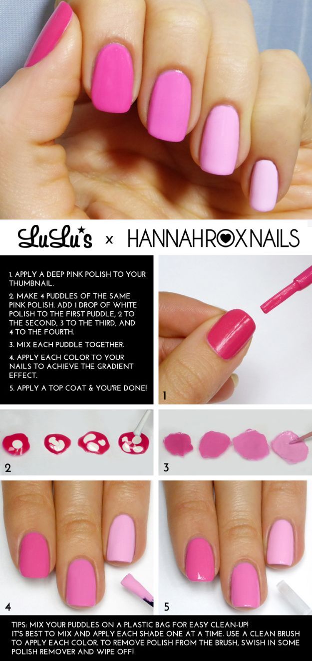 5 Color Mani Tutorial (Use White Nail polish to create 5 shades