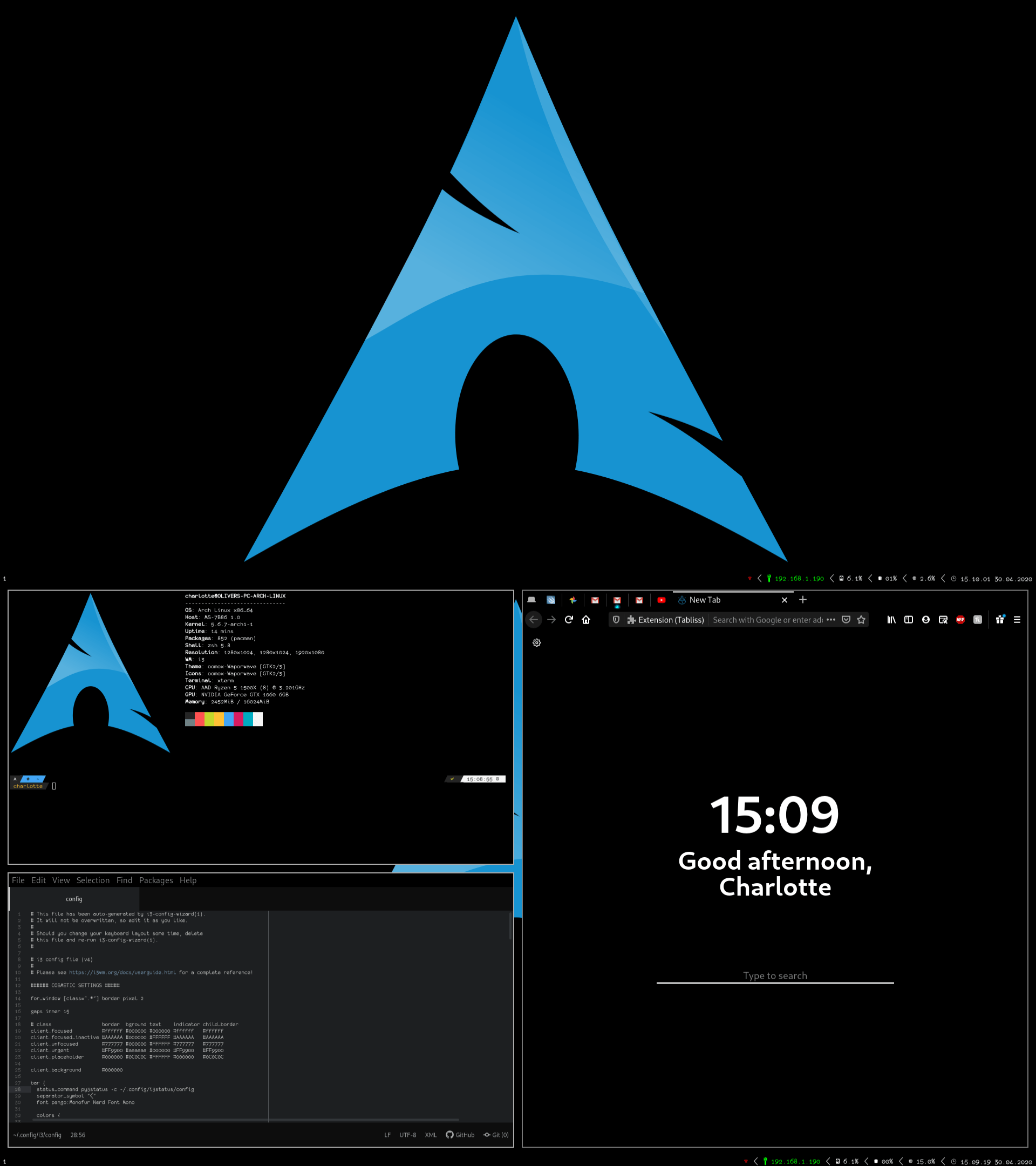 I3 Gaps Mostly Monochrome Theme I3bar I3status Xterm Atom Firefox R Unixporn