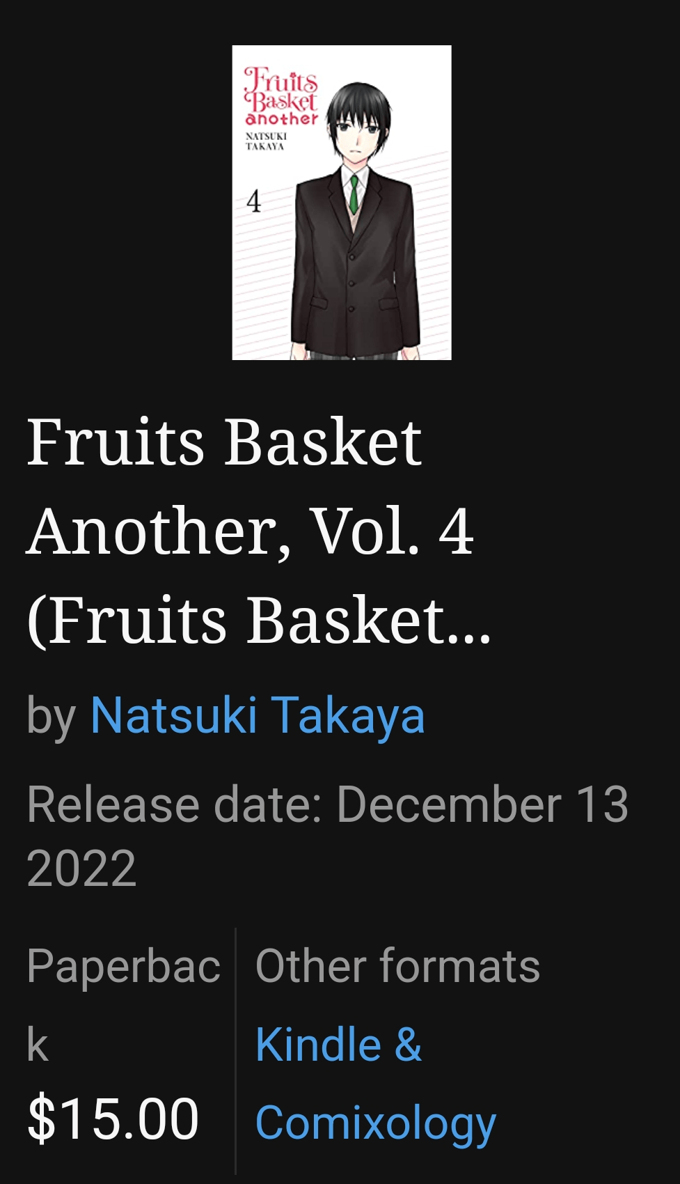 Fruits Basket Another Vol. 4 release date announced. r/FruitsBasket