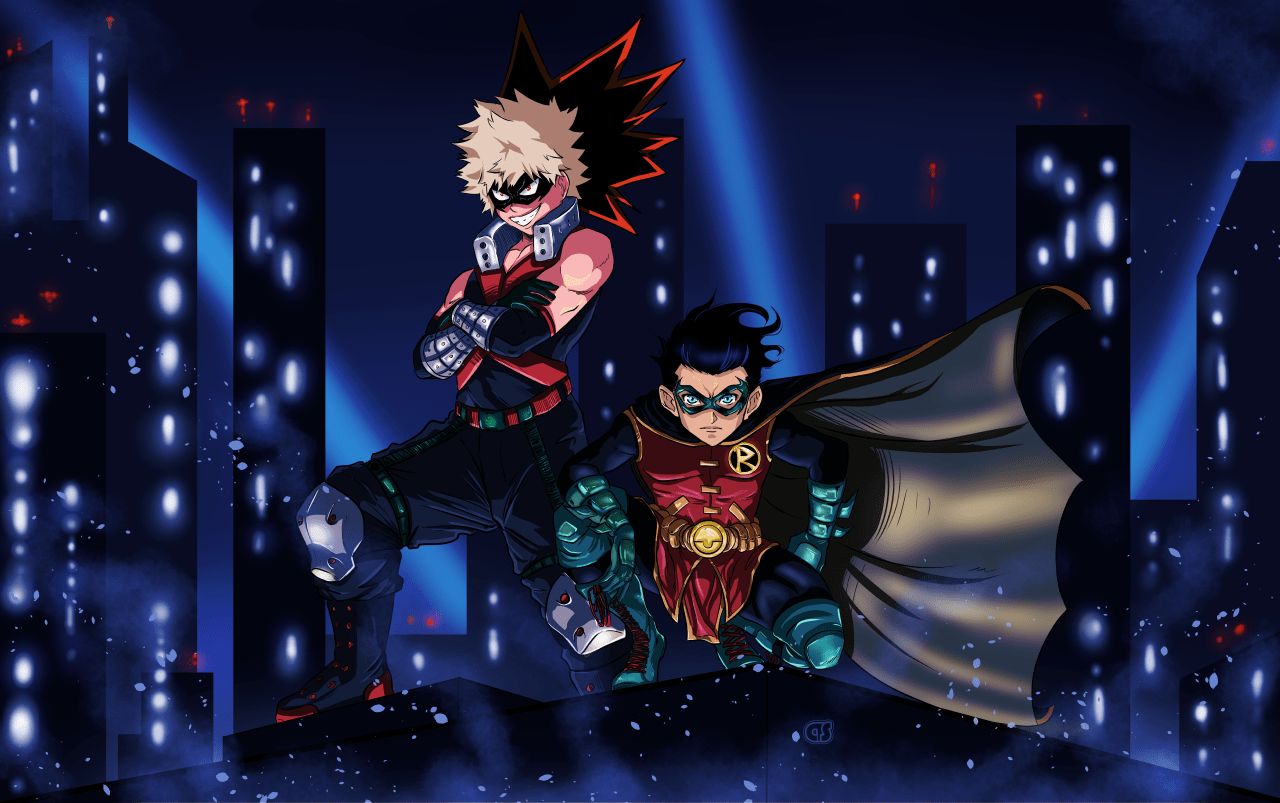 [FAN ART] Robin (Damian Wayne) and Bakugo (My Hero Academia) Art by