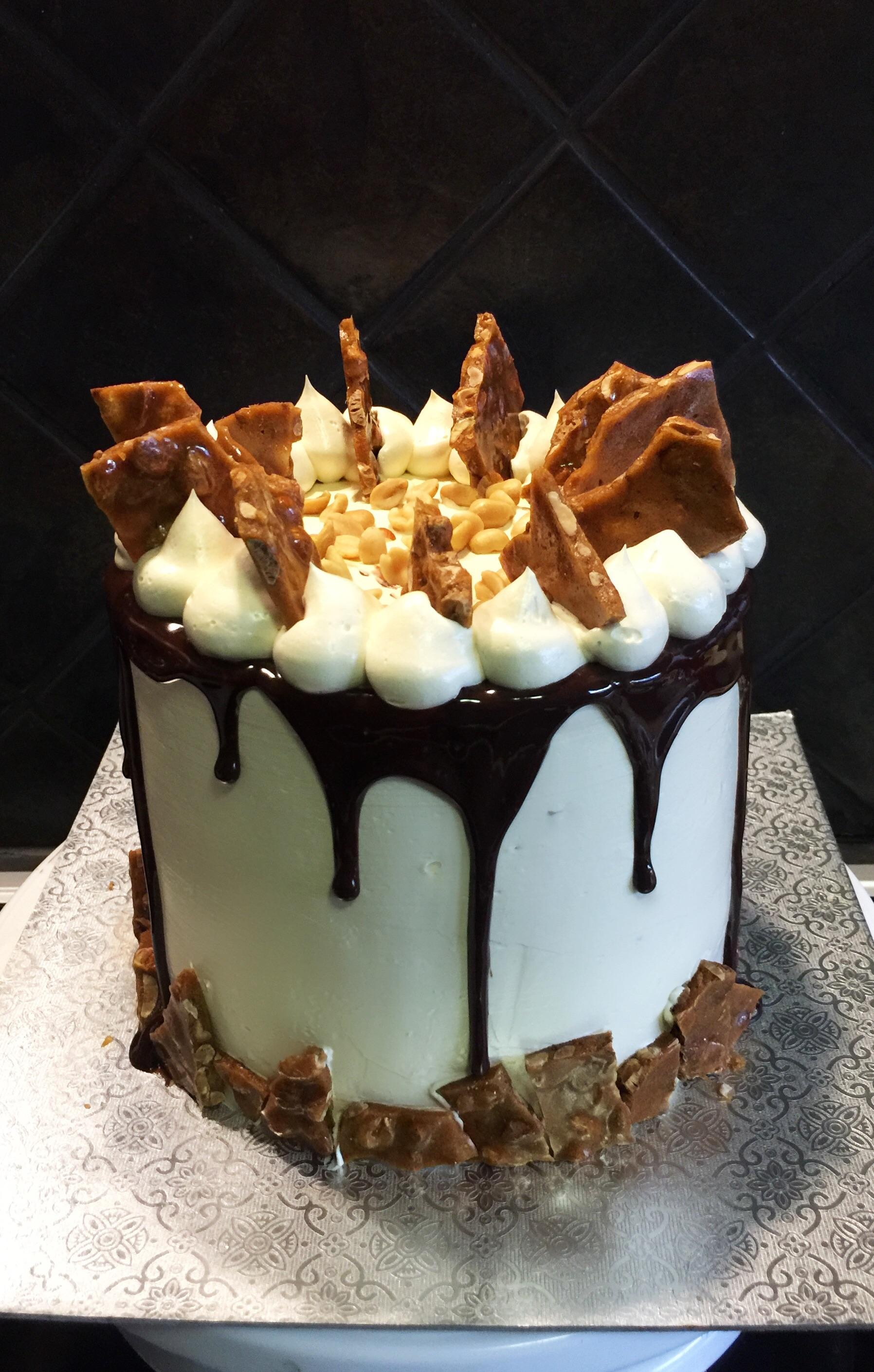 The ultimate peanut butter cake vanilla sponge, peanut butter buttercream, filled with caramel