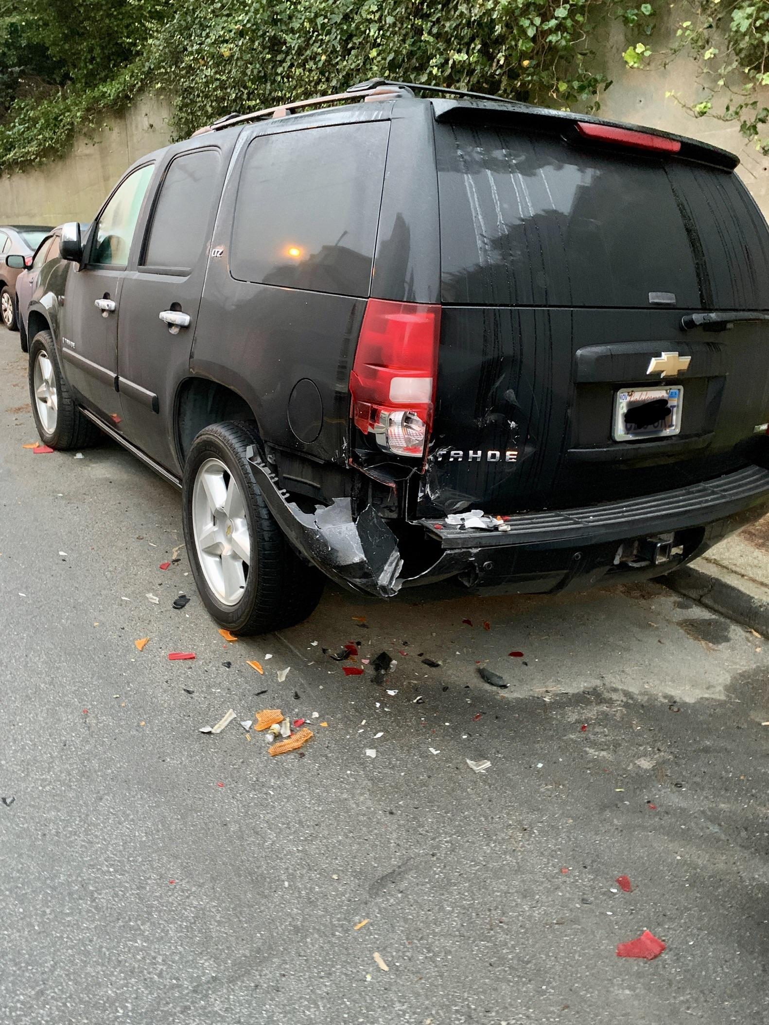 My friend's car was hit overnight while parked in Twin Peaks. Of course