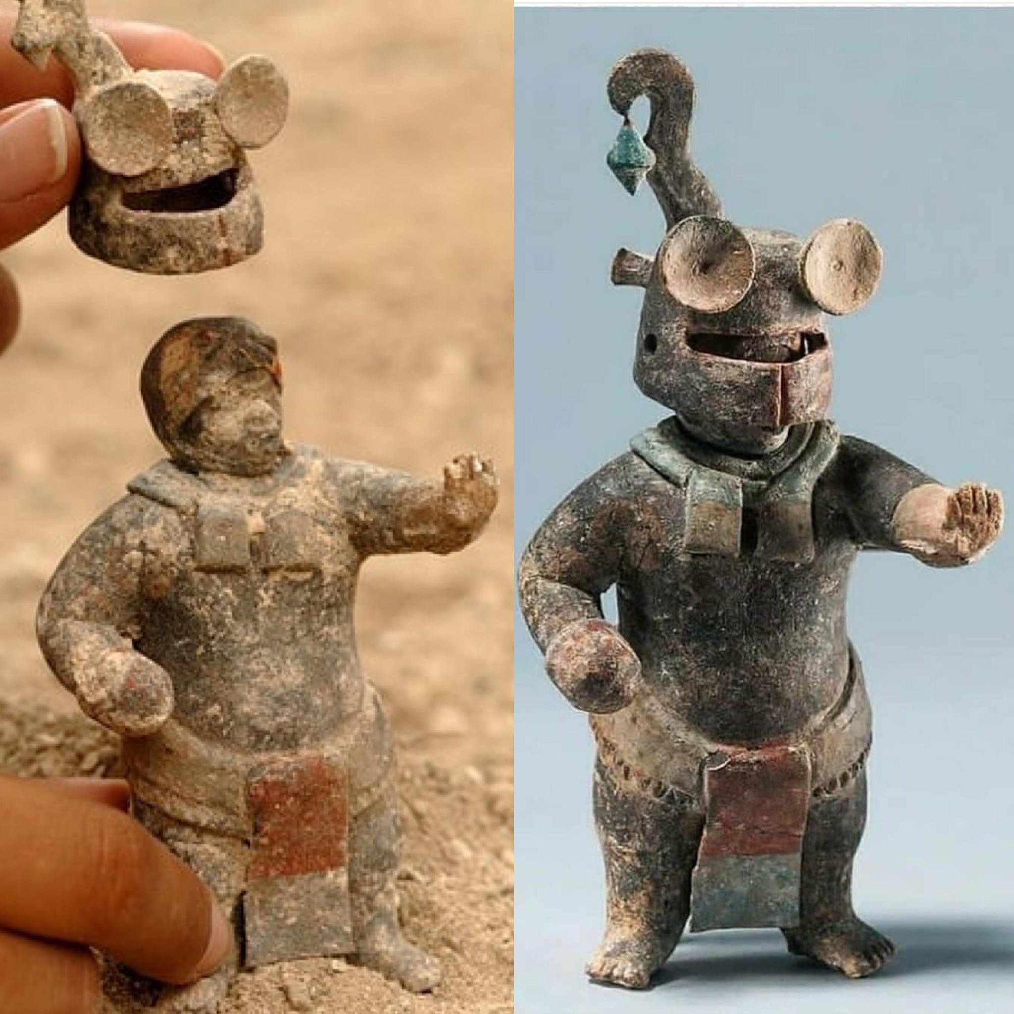 1,500yearold Ceramic Maya Figurine with Removable Helmet, from El