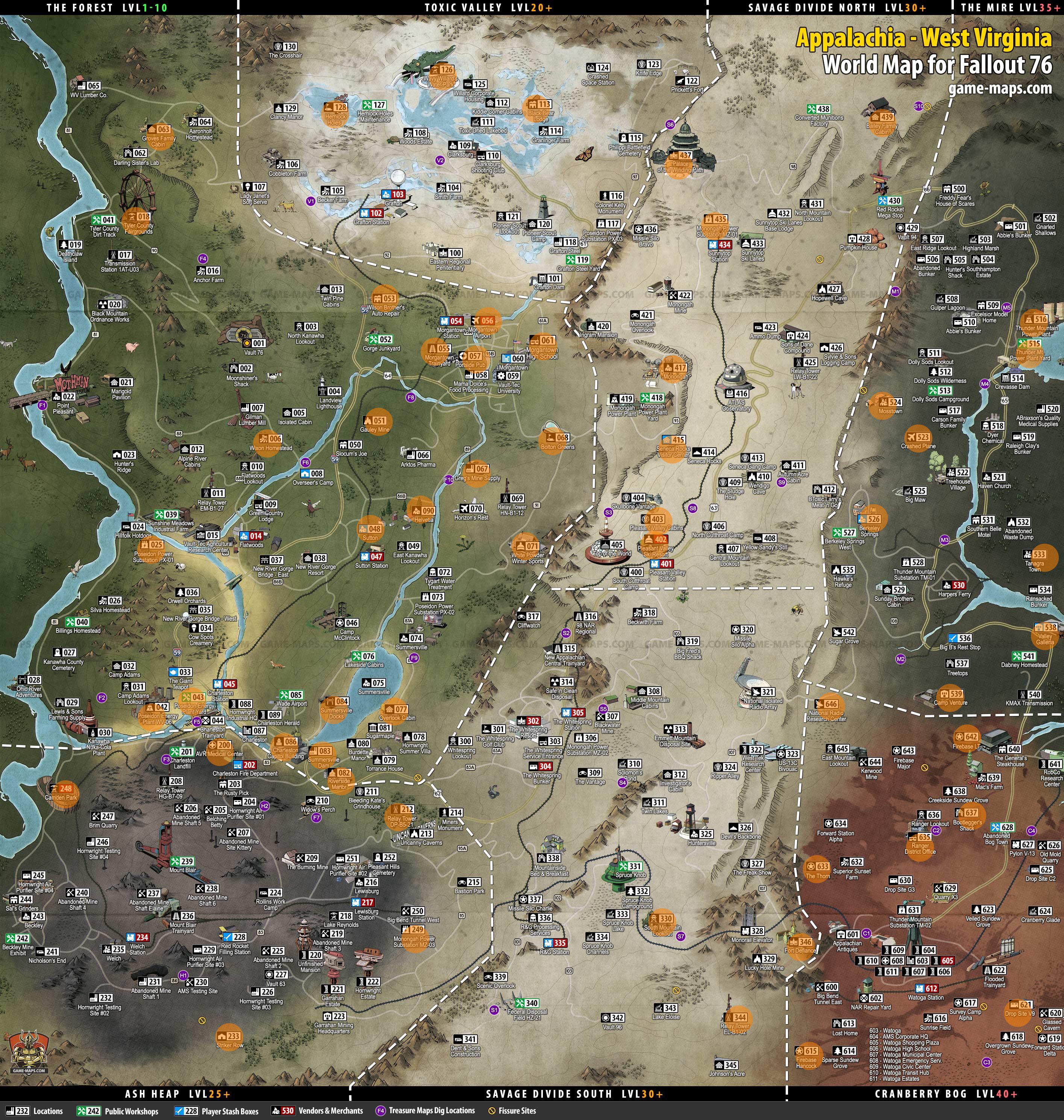 Spooky Scorched Map I found 67 spooky scorched at the orange dots on