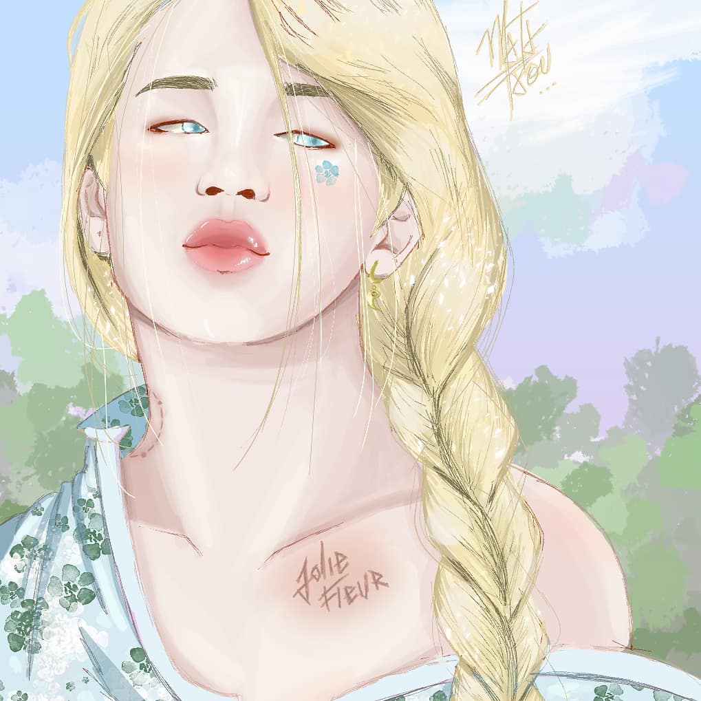 BTS Jimin with long blond hair r/drawing
