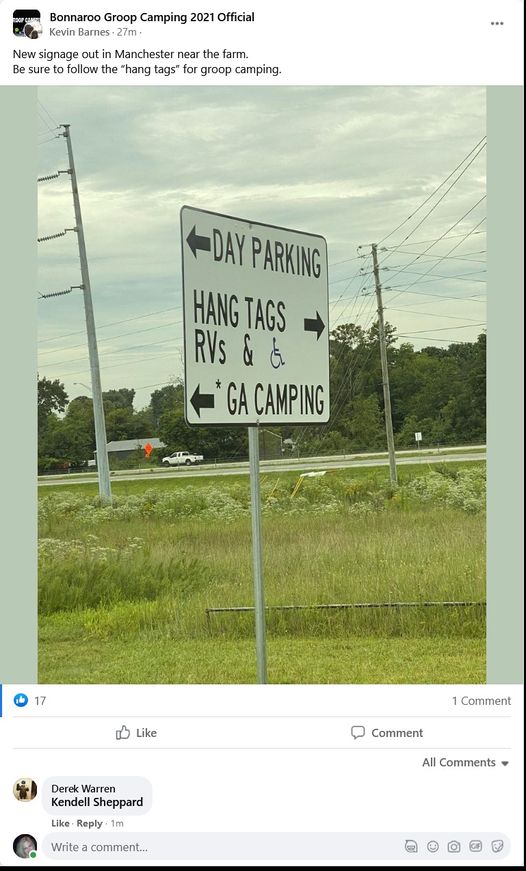 New signage on the farm, Groop/ADA/RV will have their own entrance this