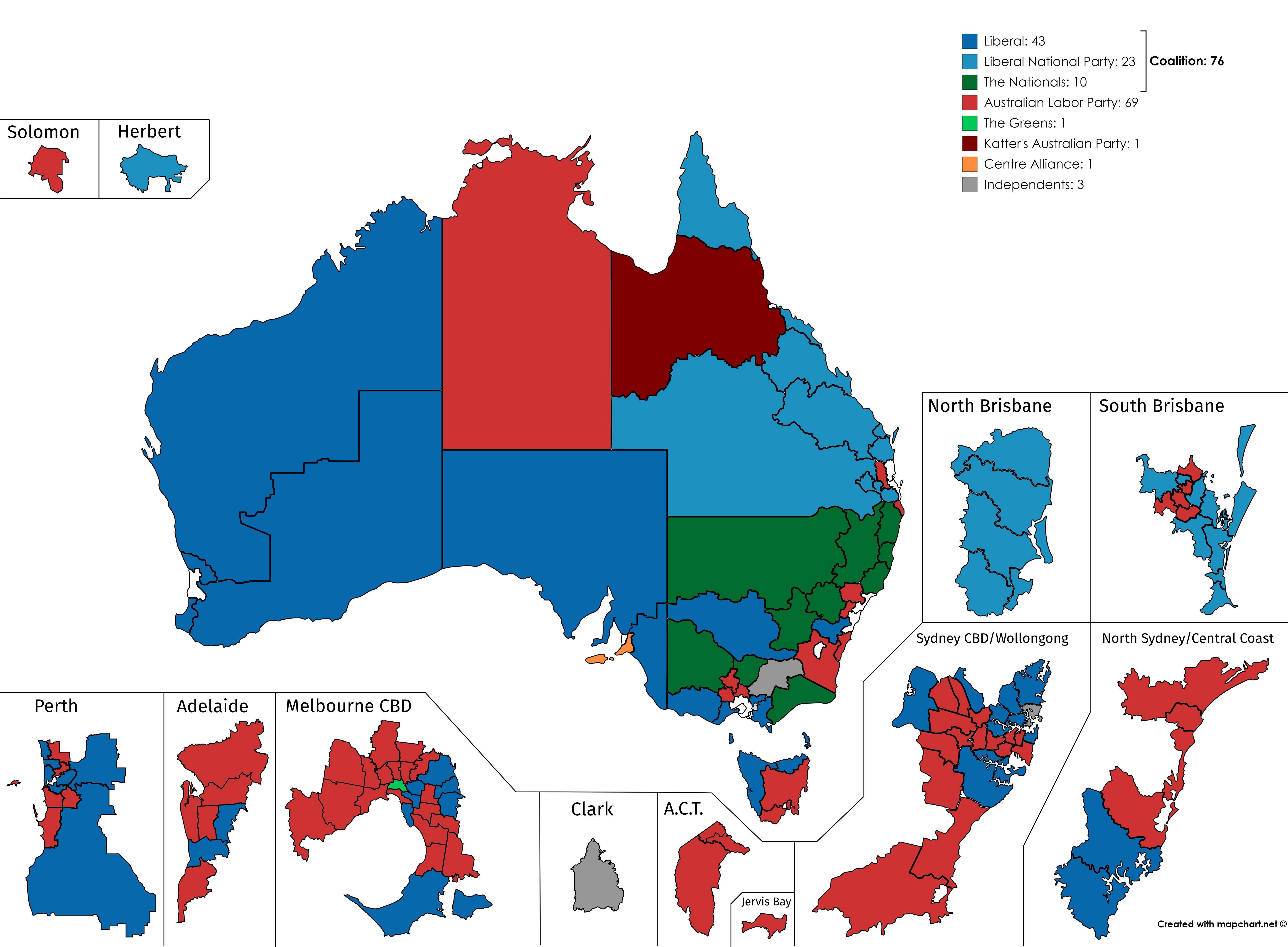 2019 Australian Federal Election Result. r/MapPorn