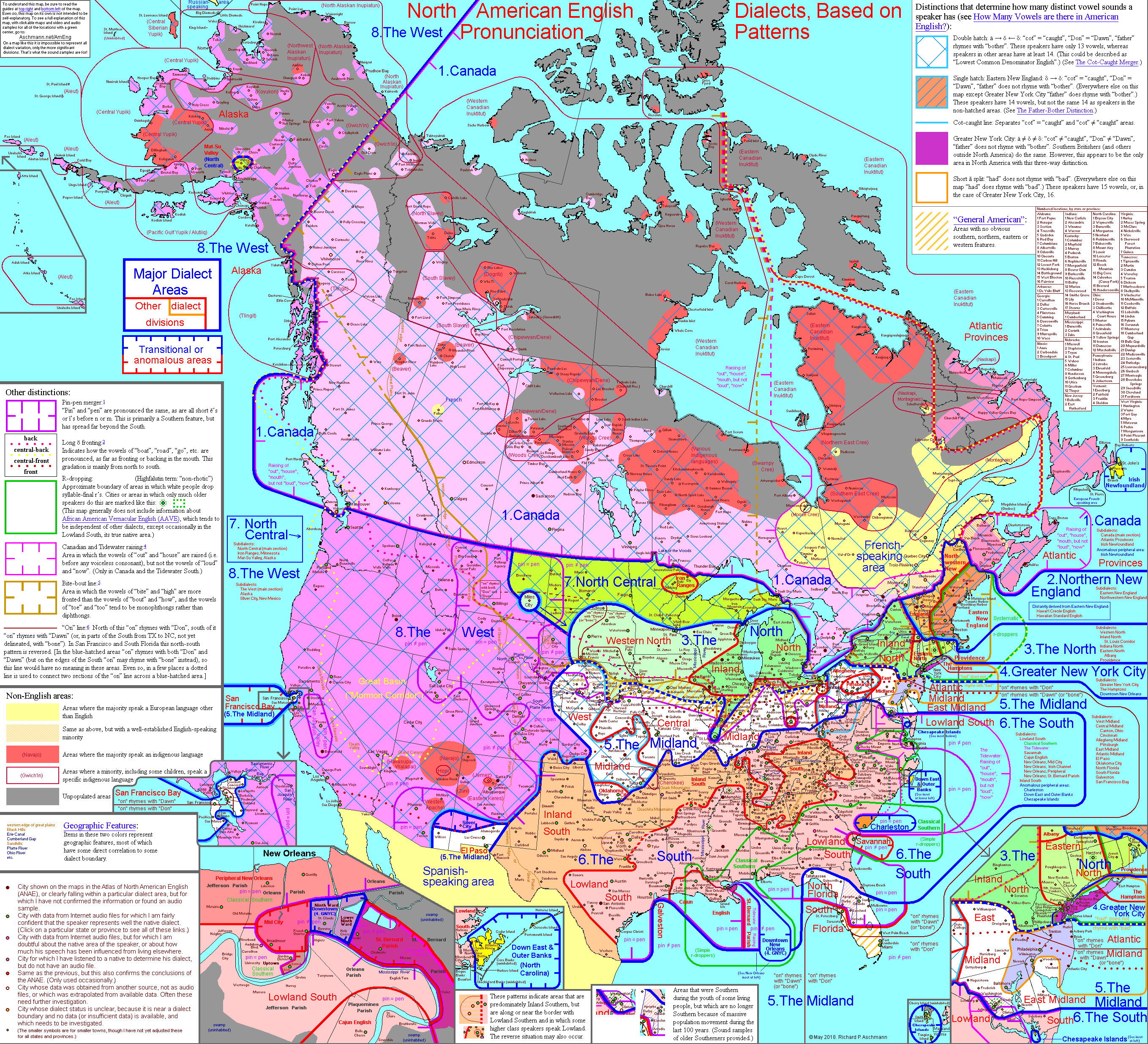 Map of North American English Dialects r/MapPorn