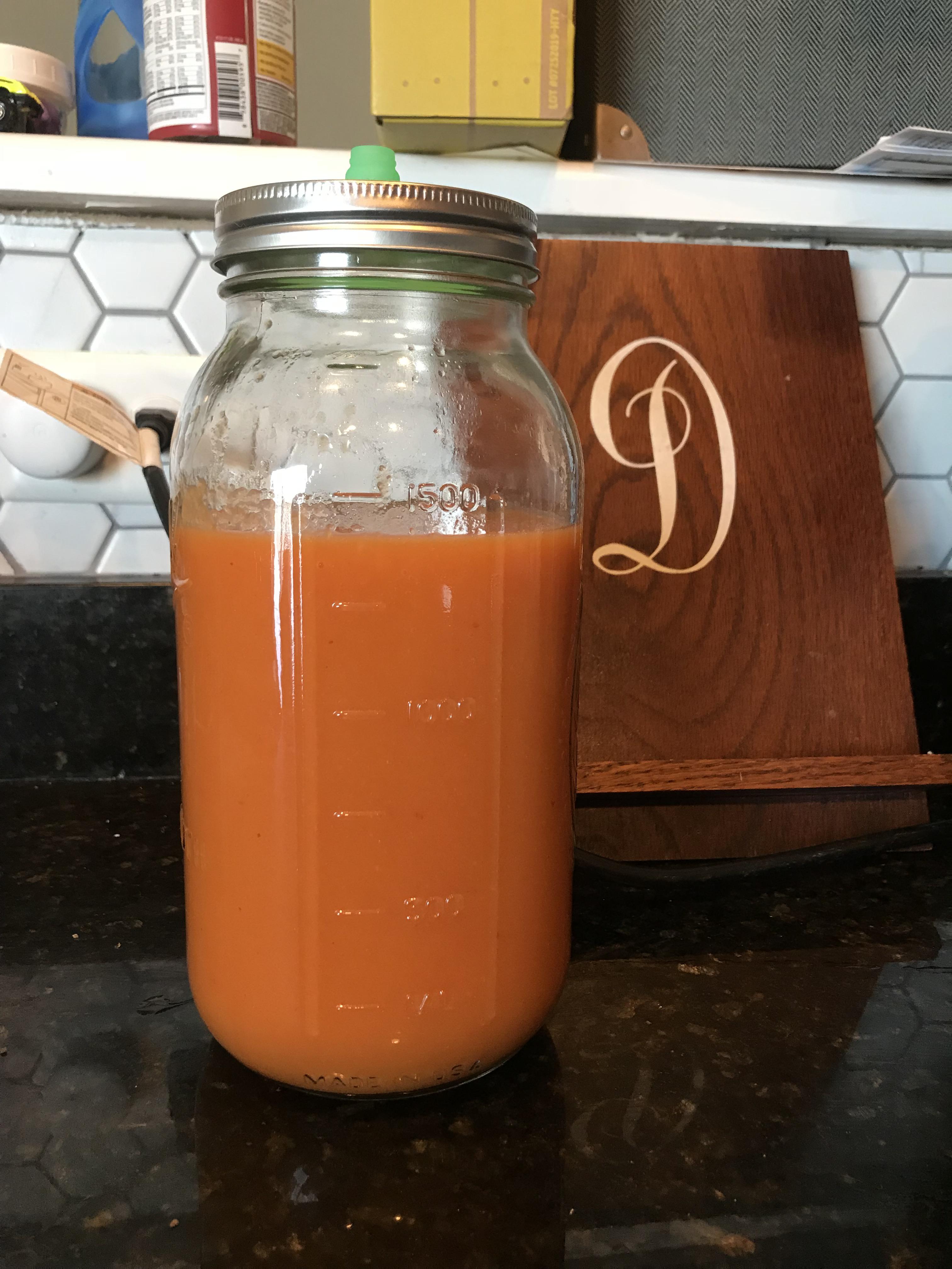 5 month ferment! 1 pound habaneros, 1 onion, 1 head of garlic, 3