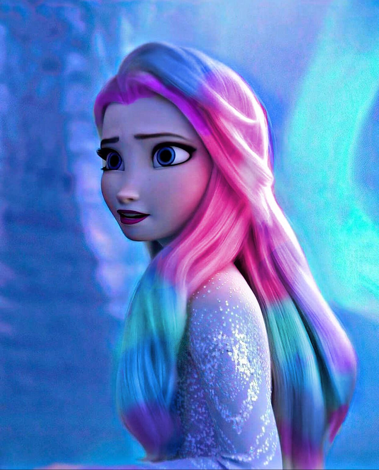 Elsa with the four spirits color scheme hair r/Frozen