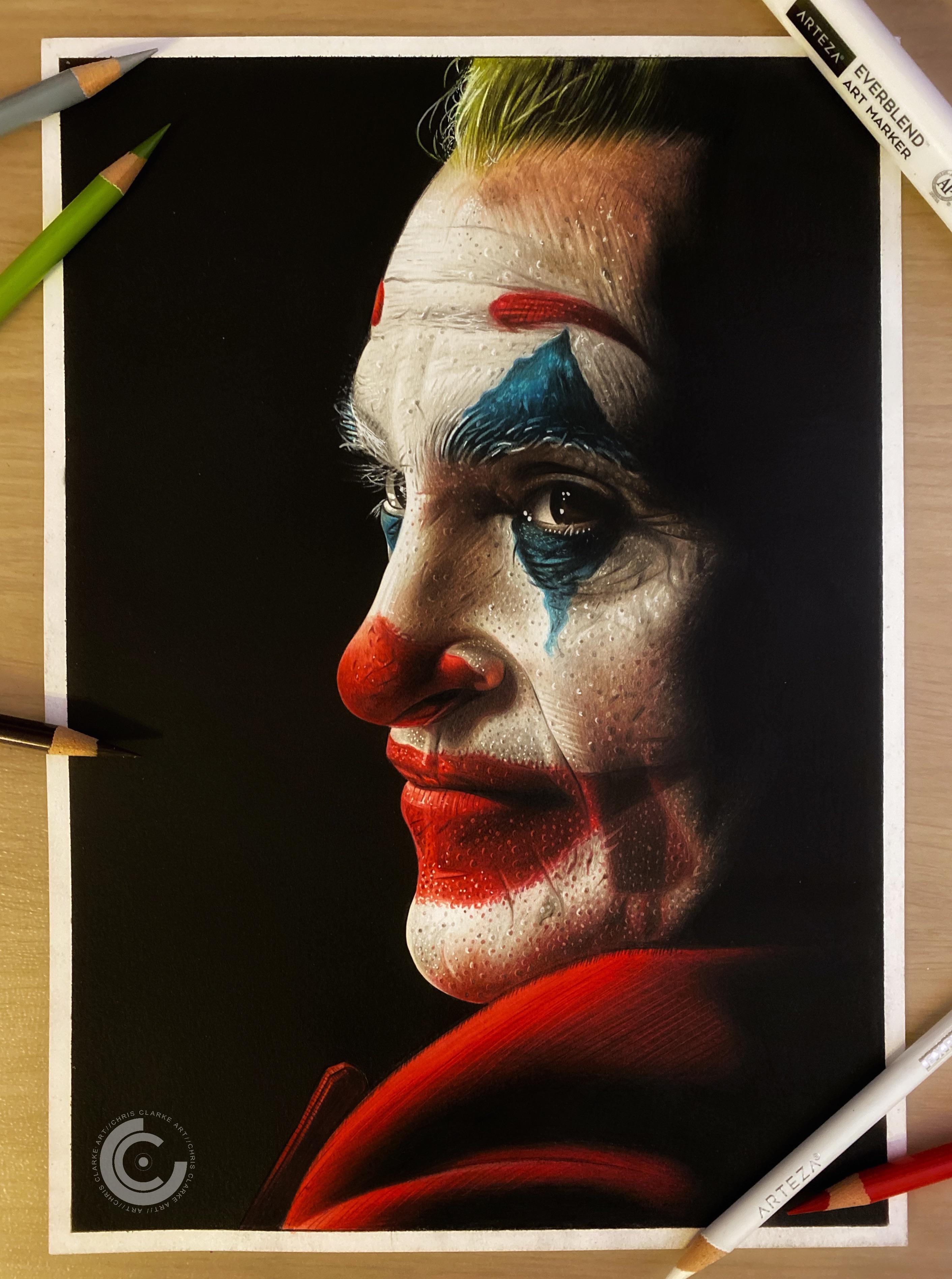 My Joker Drawing, Coloured Pencil and Airbrush Background. joker