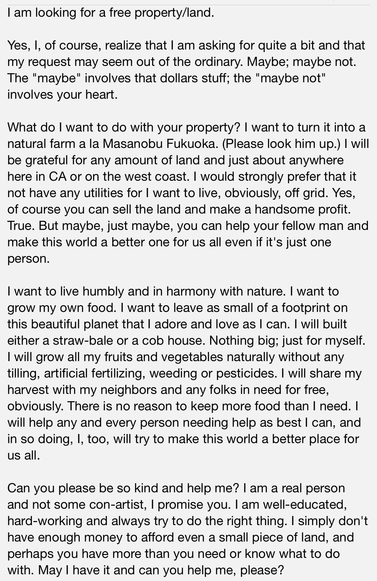 Free Land Trust me please? r/BeggingChoosers