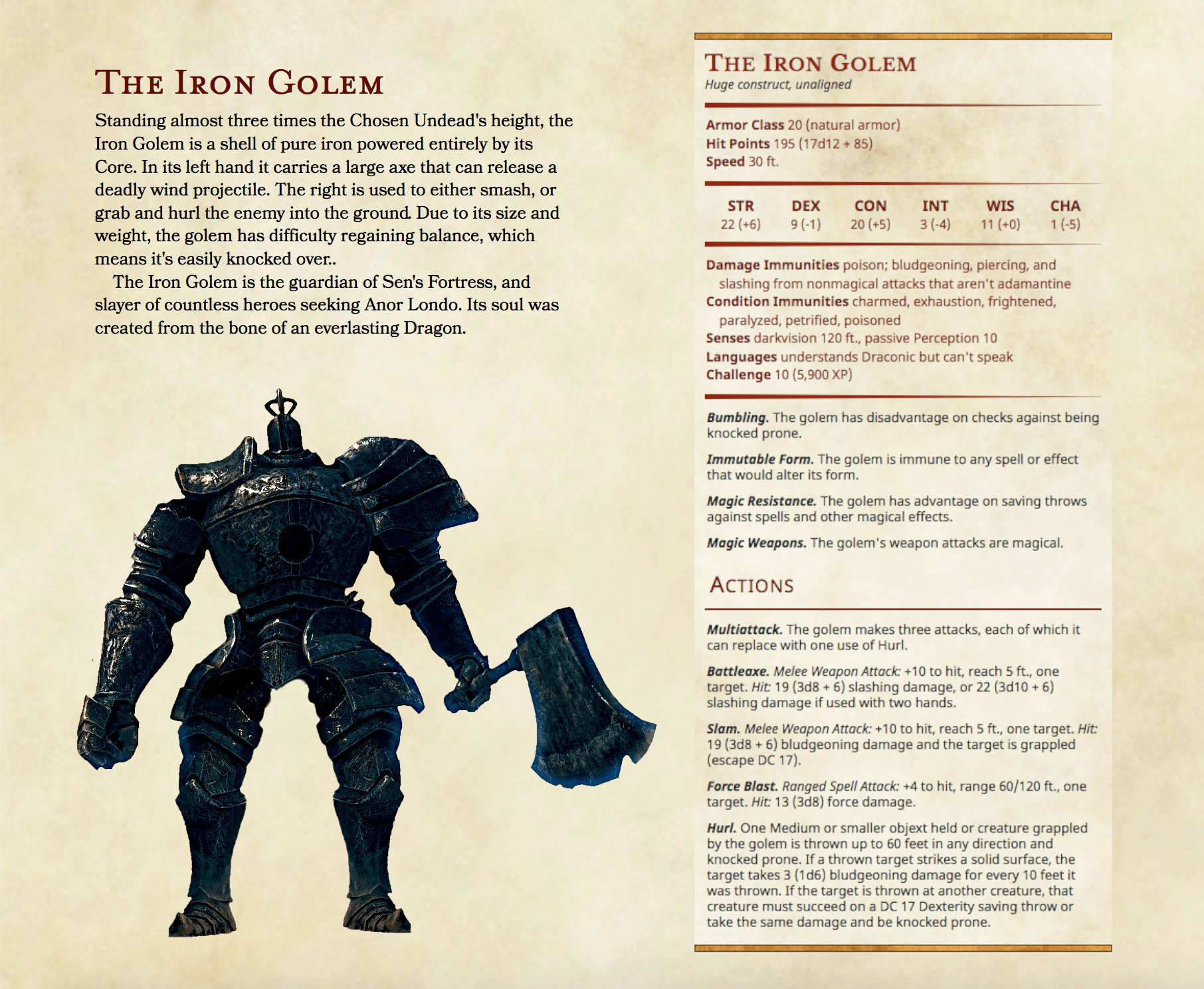 D & Dark Souls 08 The Iron Golem [OC] (5e) r/DnD