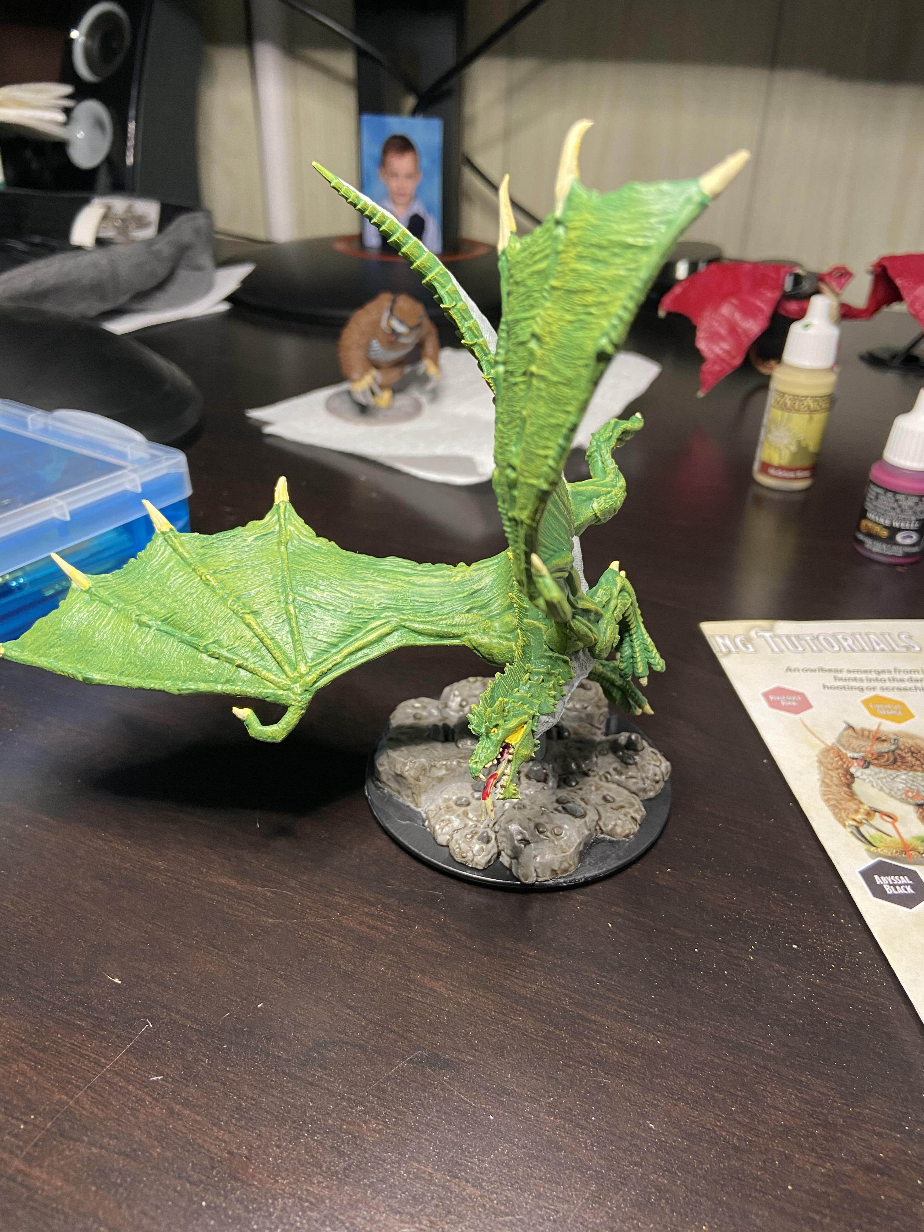 My first “real” miniature painting Young Green Dragon. Made this for my group running LMoP. r