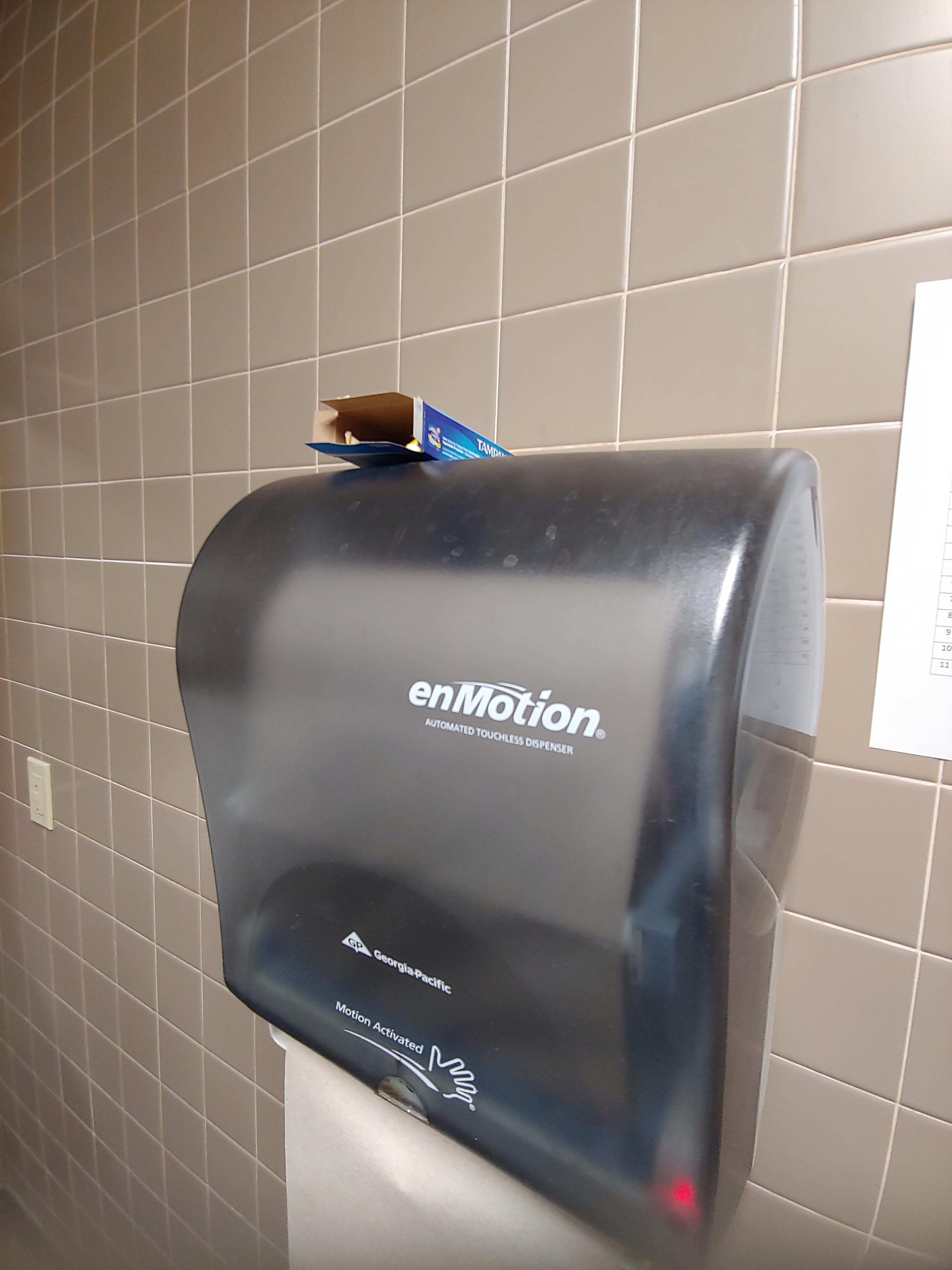 Someone leaving an open box of tampons in the women's restroom for the