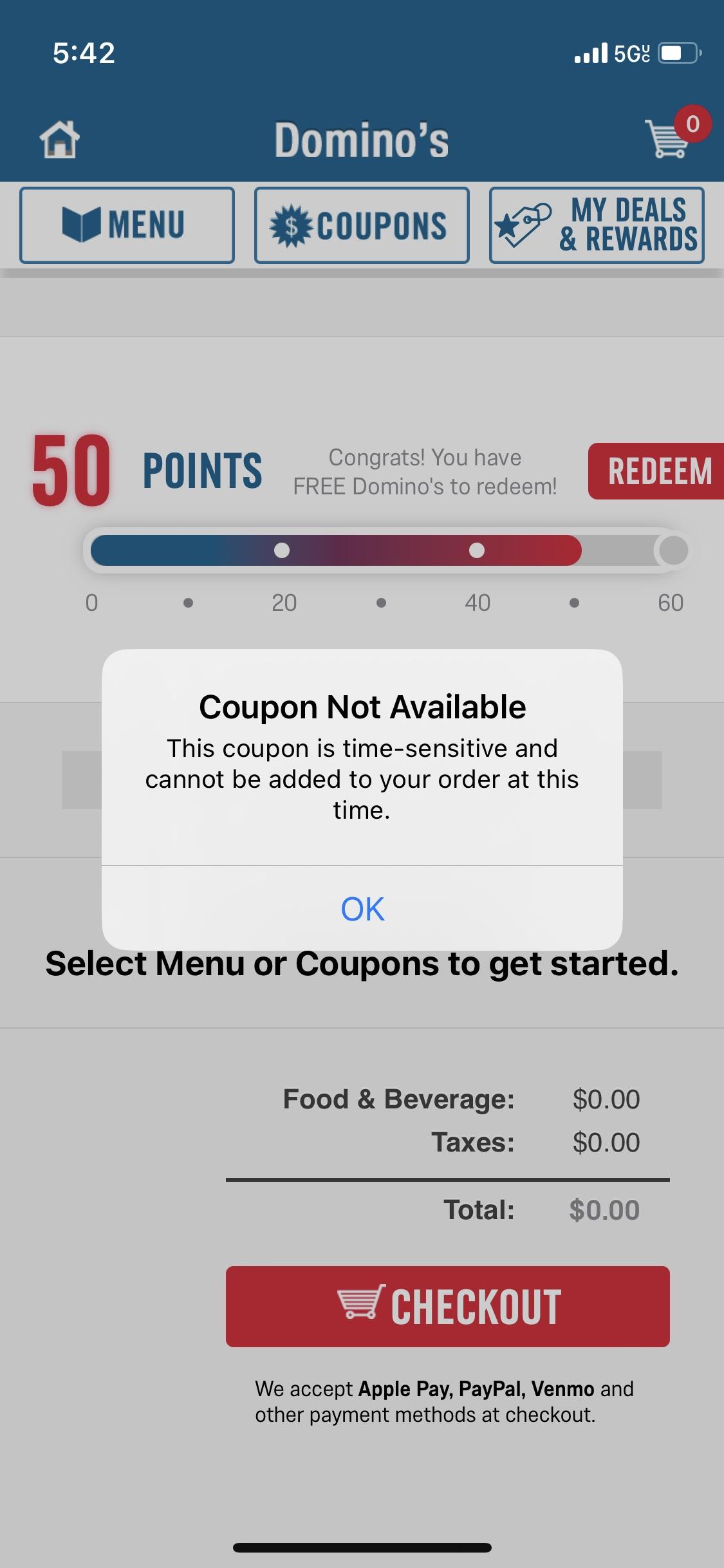 Emergency pizza not working r/Dominos