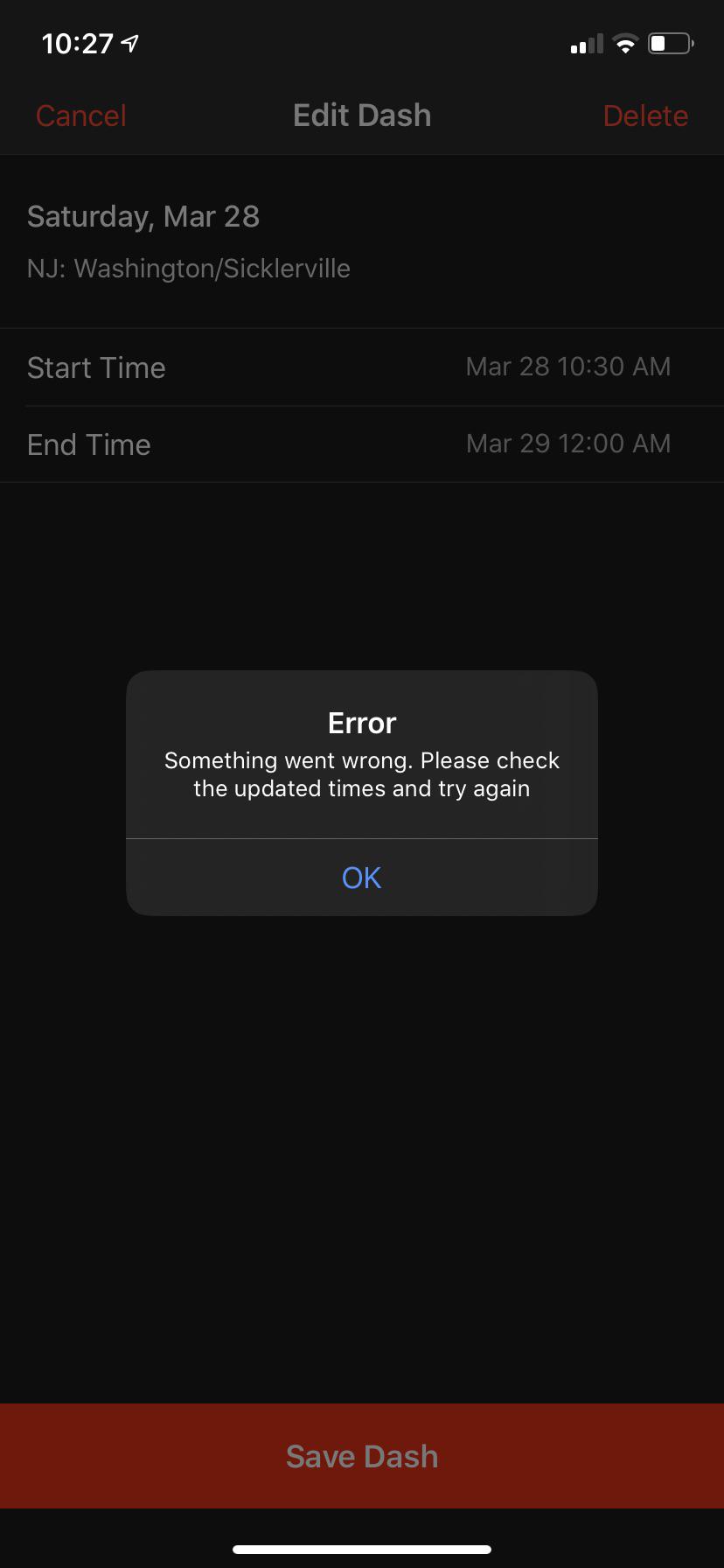 Can’t change my shift time doordash
