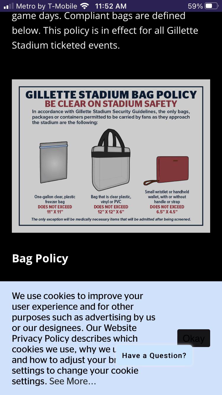 Bag policy for Gillette gratefuldead
