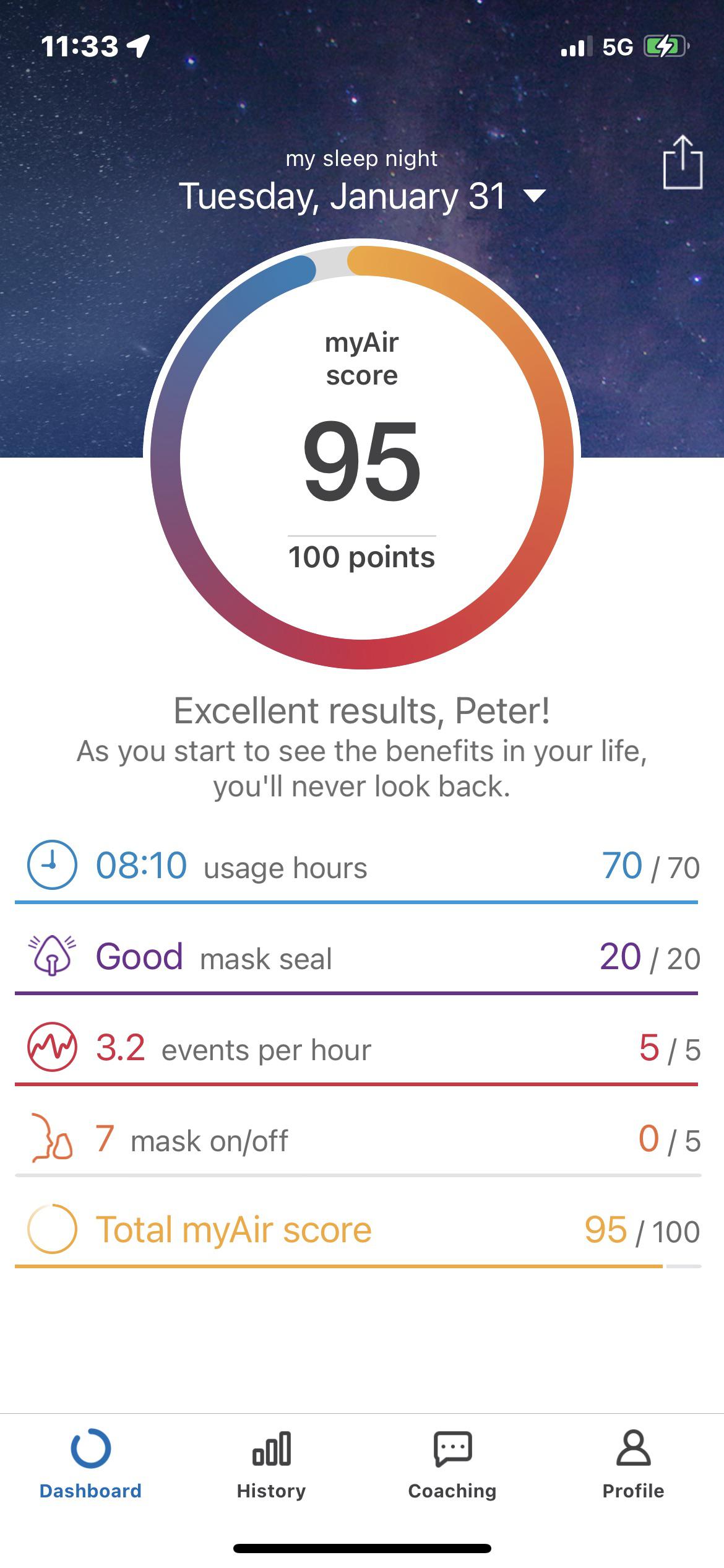 First night with my resmed!I had 36 events per hour during my sleep