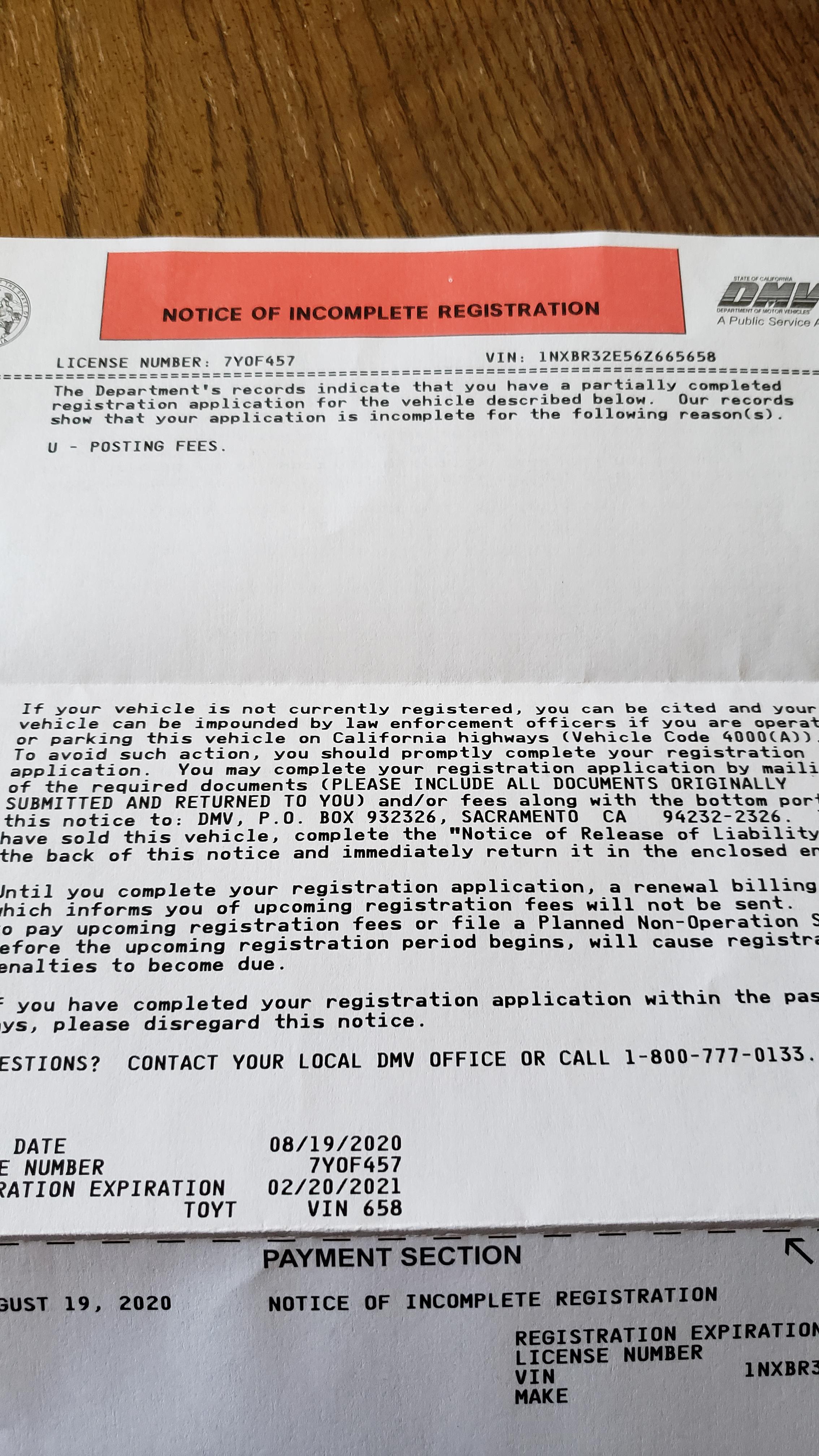 Got this in the mail today but what does posting fees mean? r/DMV