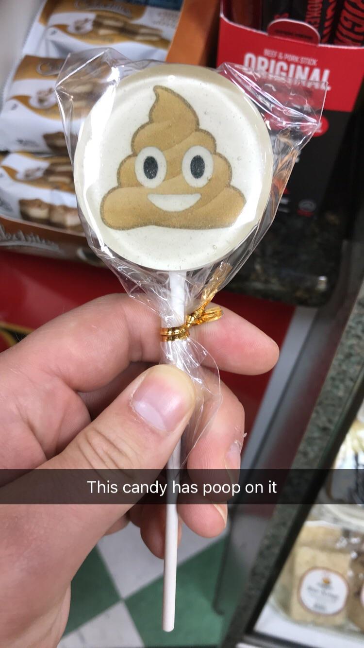This lollipop has a poop emoji on it. r/CrappyDesign