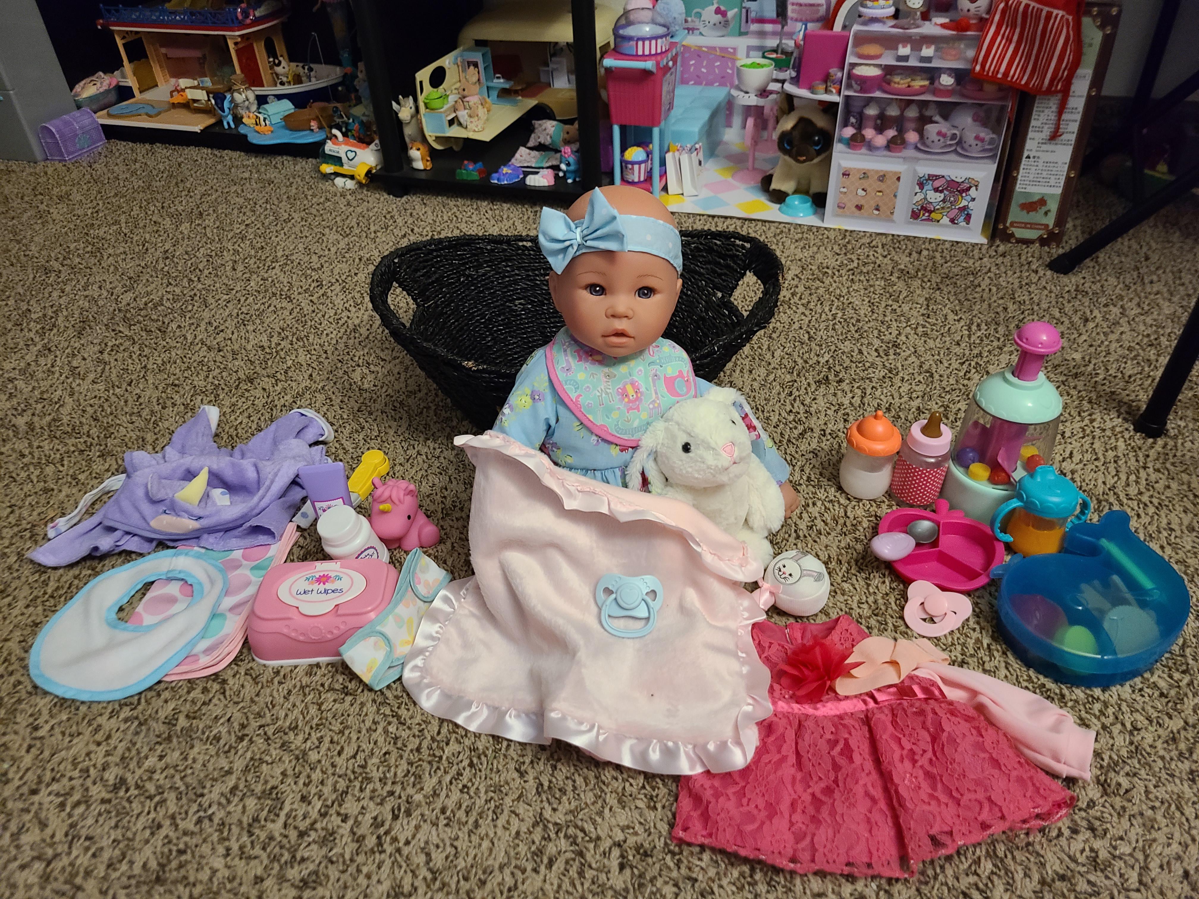 My baby doll and her accessories is the next to show in my collection