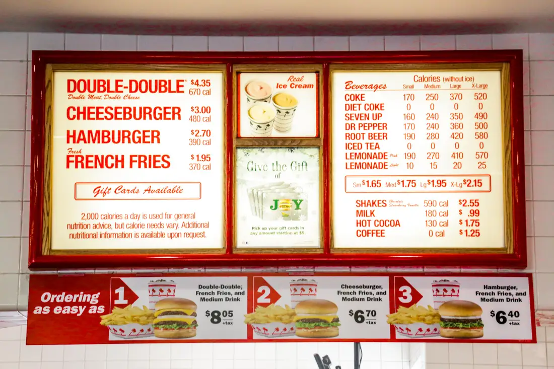 This is the inside menu at InNOut Burger r/innout
