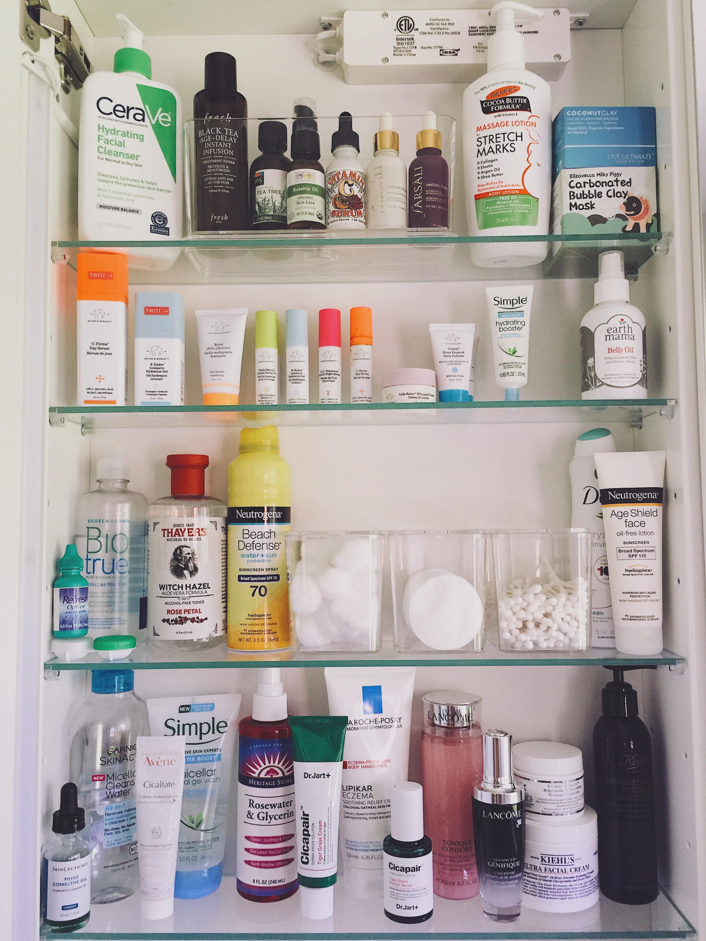 My bathroom [shelfie]. Getting closer to my skin care goals