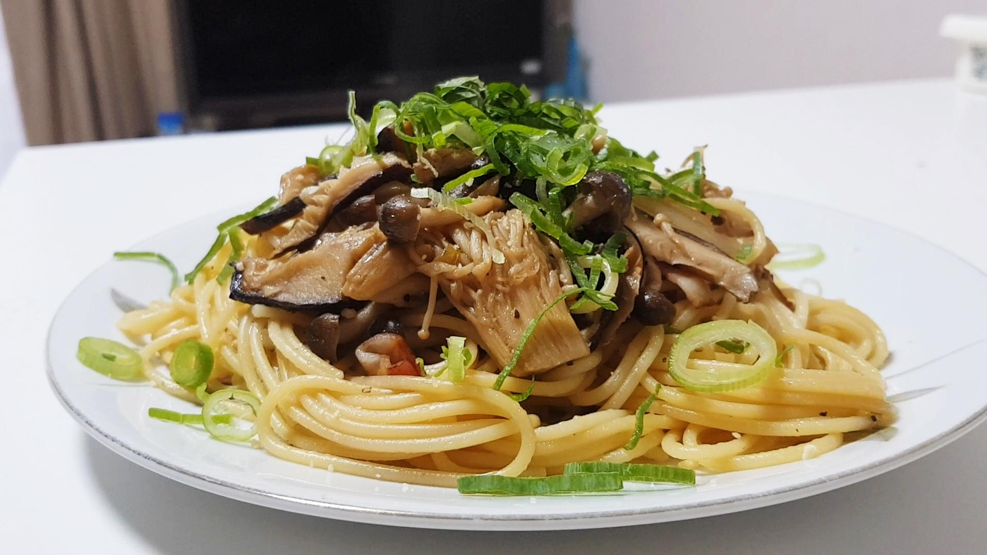 Wafu (Japanese Style) Pasta with a TriMushroom Butter, Garlic and Soy