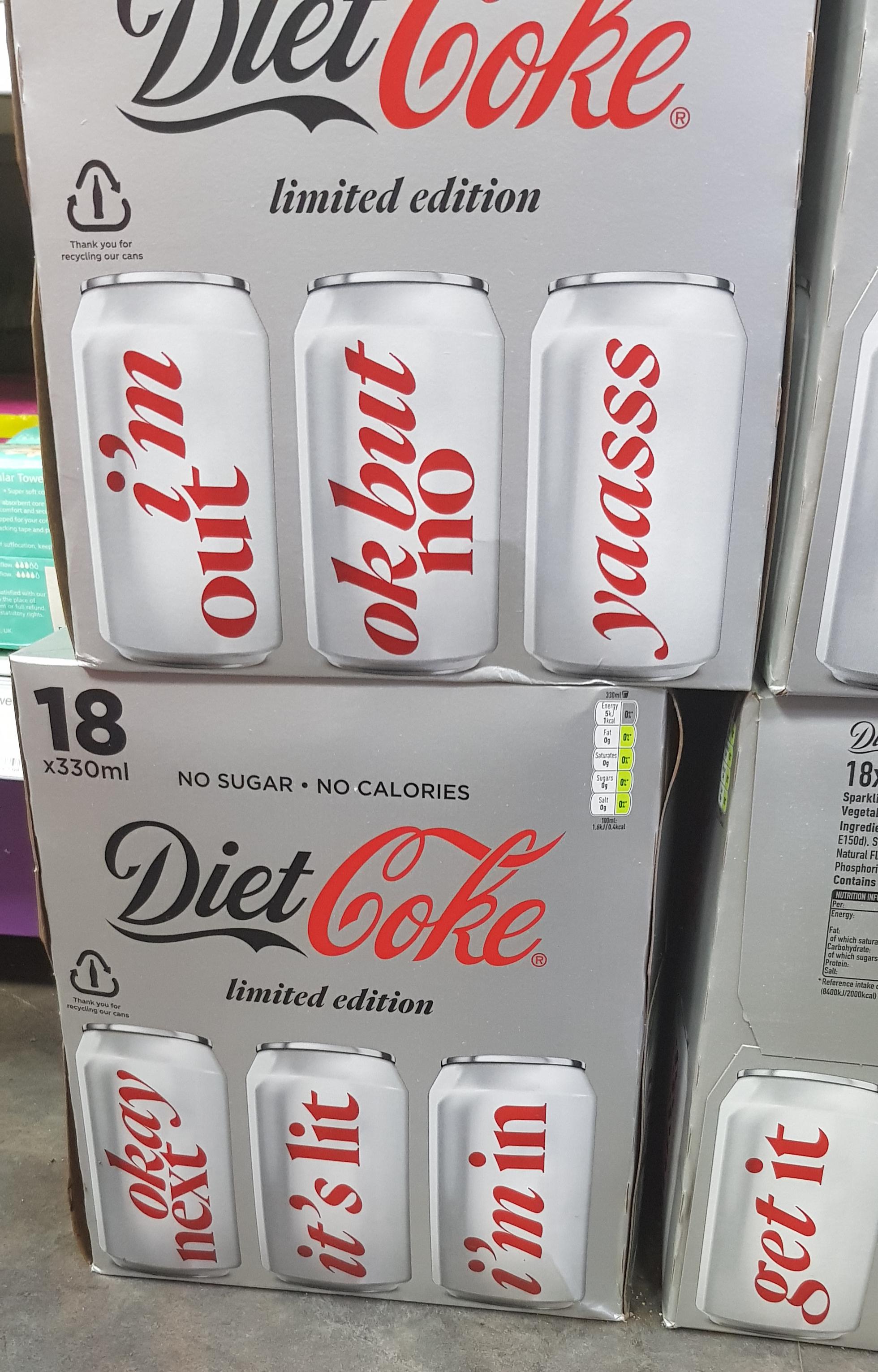 Limited Edition Diet Cokes are hip and cool r/FellowKids