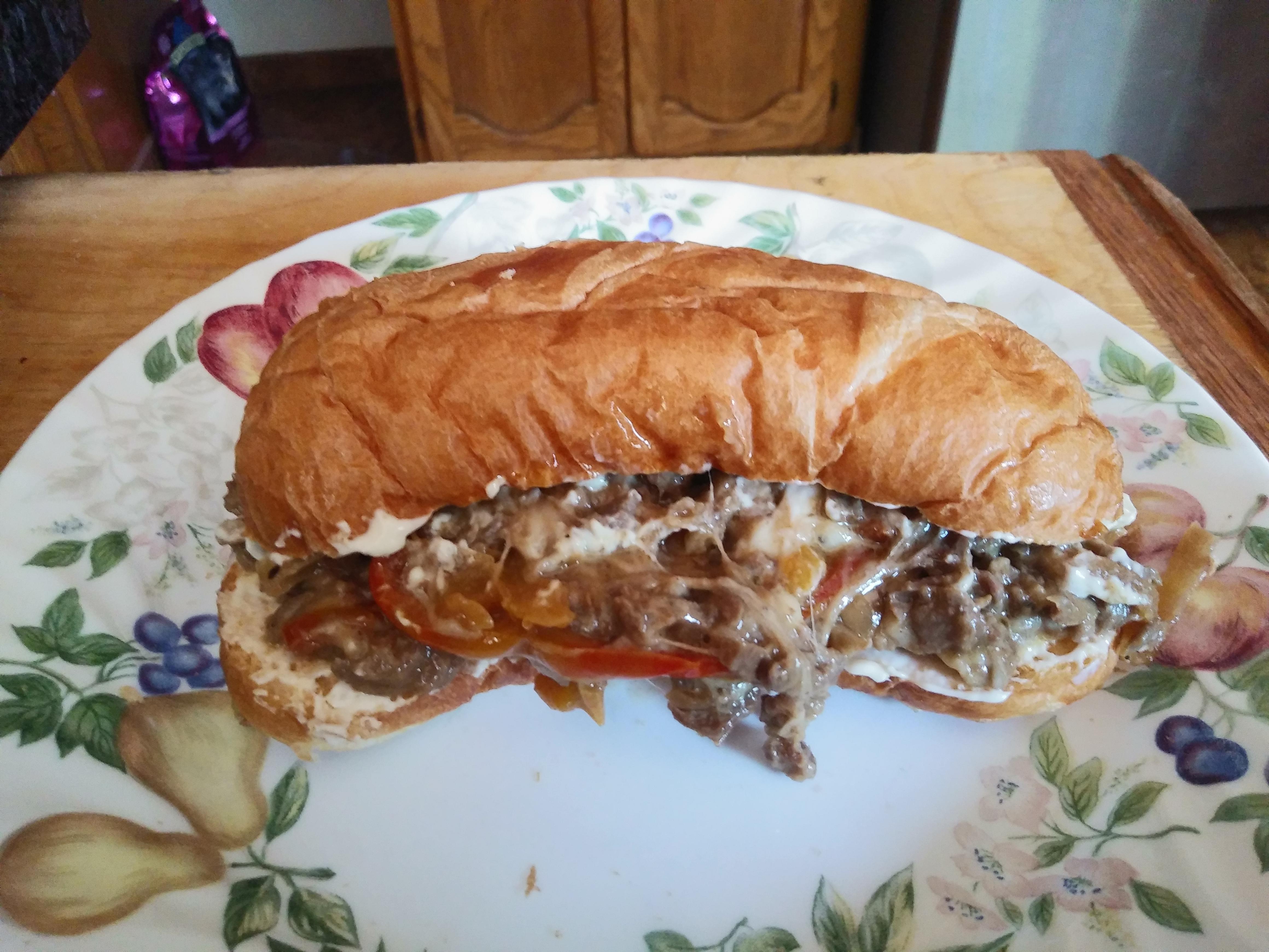 [Homemade] Havarti & Provolone cheese steak sandwich r/food