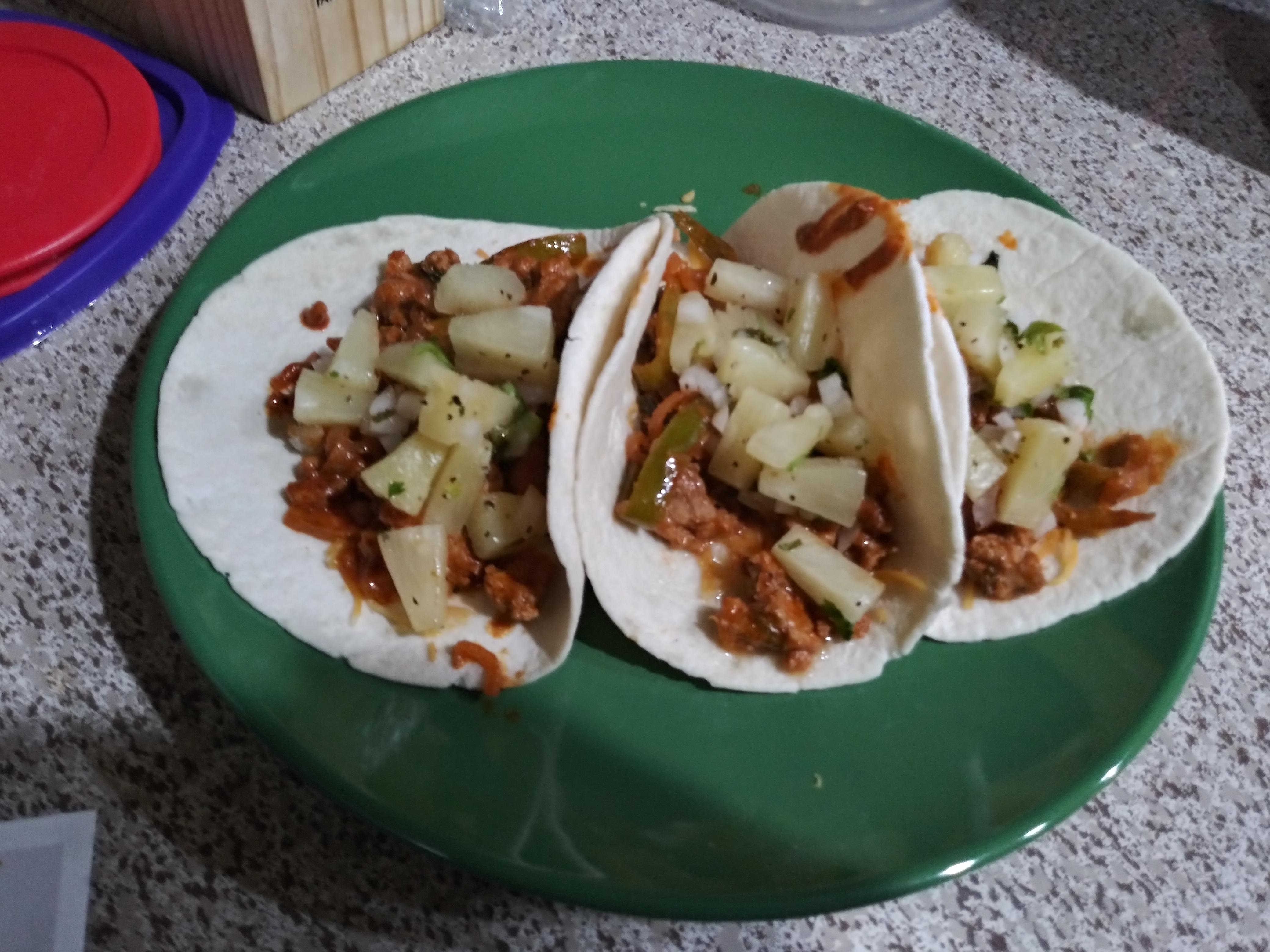Pineapple salsa pork tacos. I added in some apple juice with the