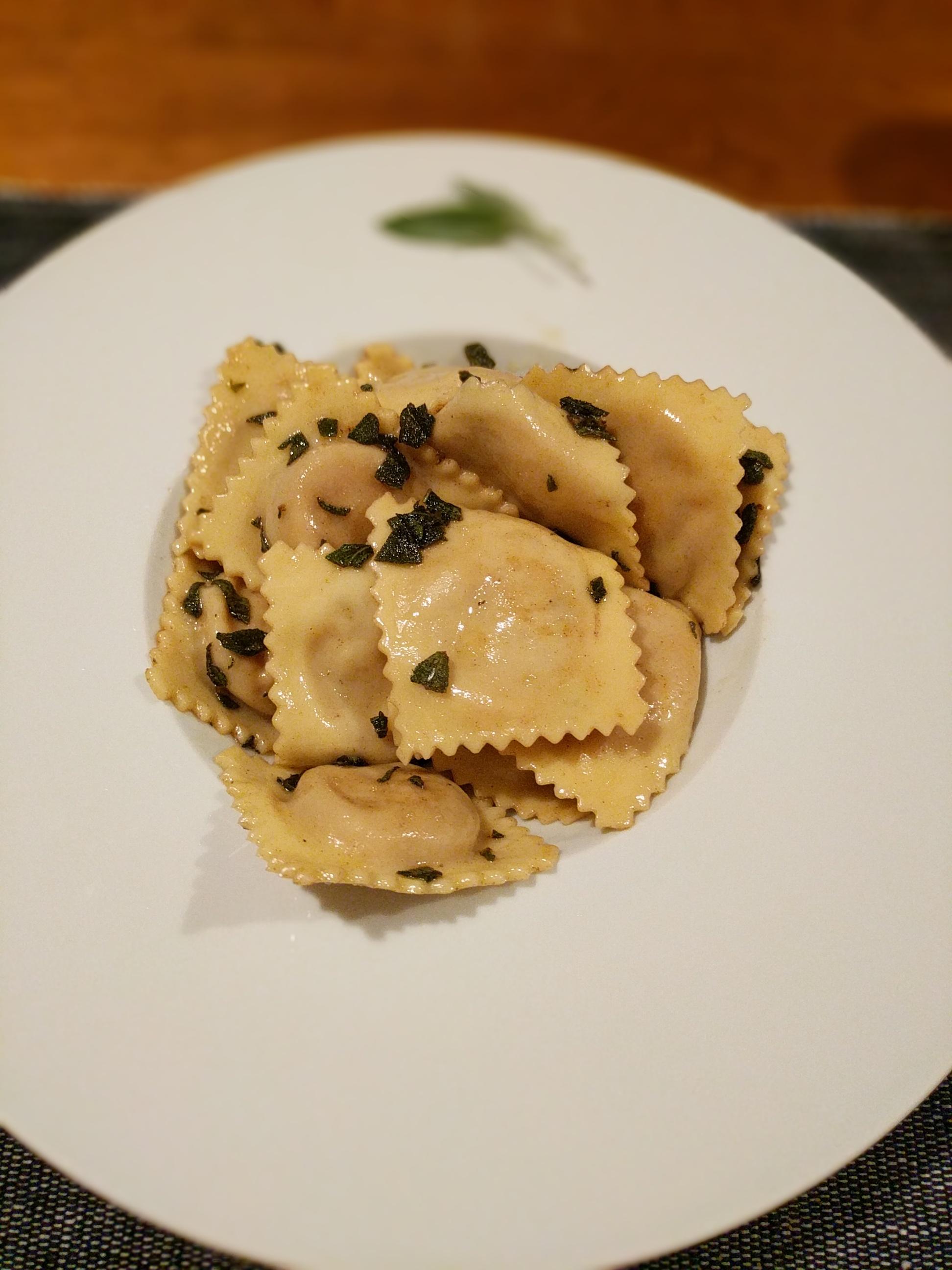 [Homemade] Butternut Squash and Blue Cheese Ravioli with a Sage Brown