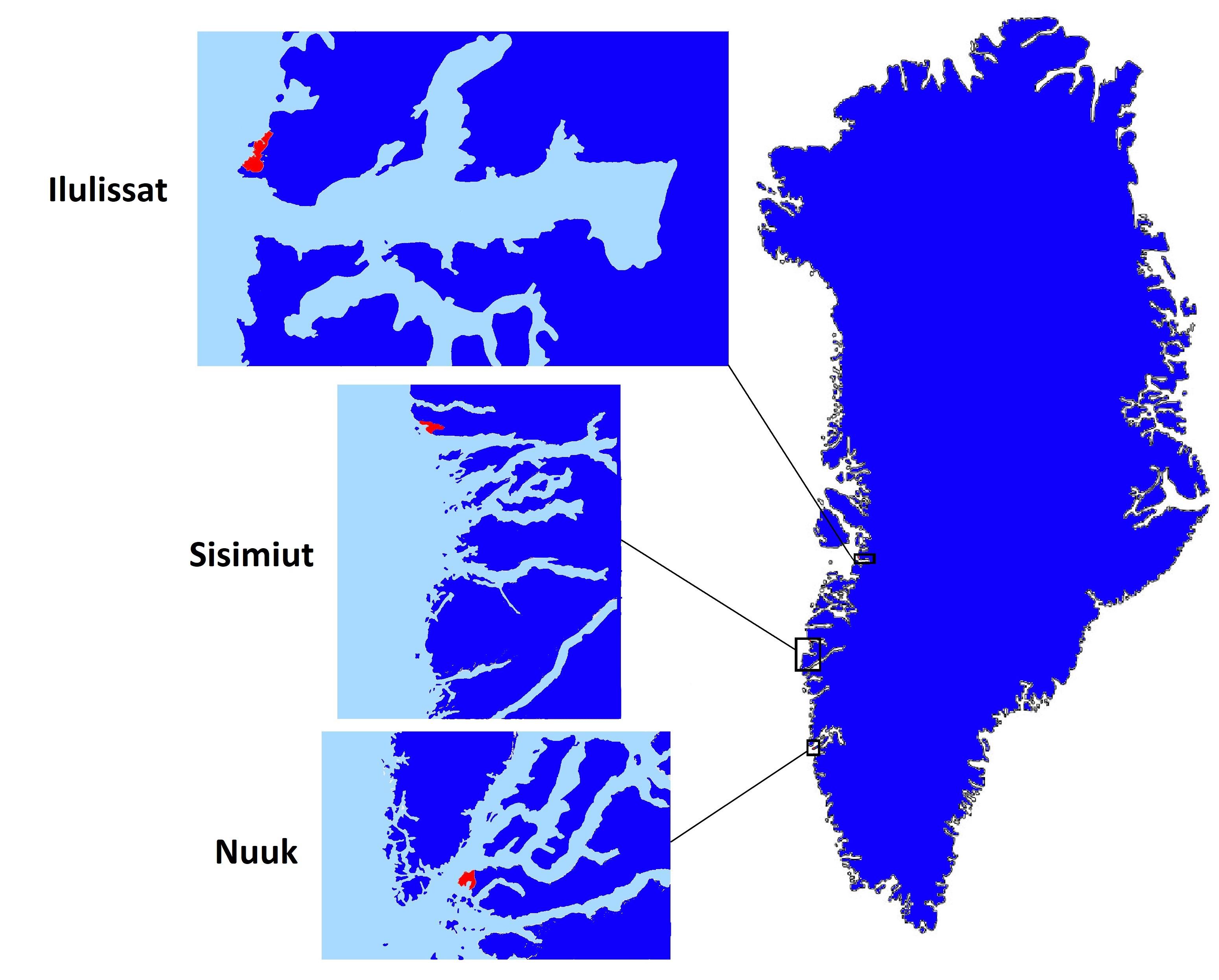 Greenland divided into two areas of equal population r/MapPorn