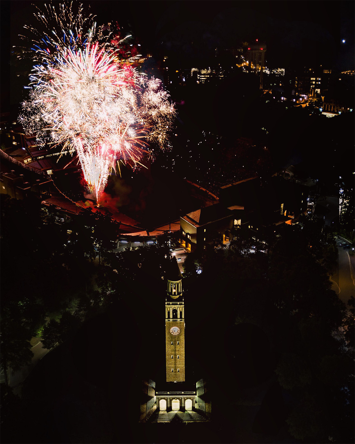 My town's fireworks look like an ice cream cone, North Carolina [OC