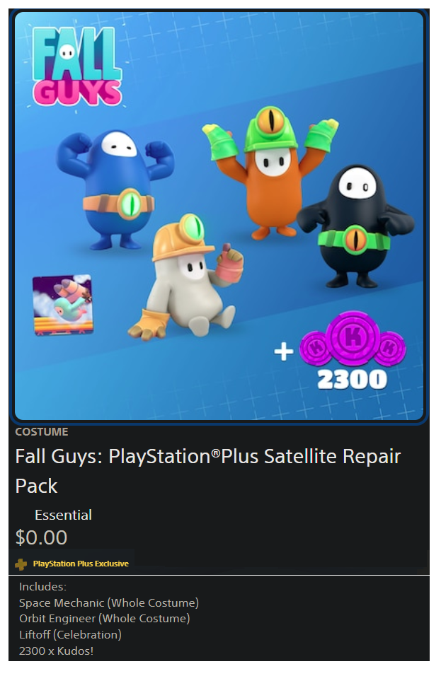 Fall Guys Free PlayStation Plus Satellite Repair Pack r/PlayStationPlus