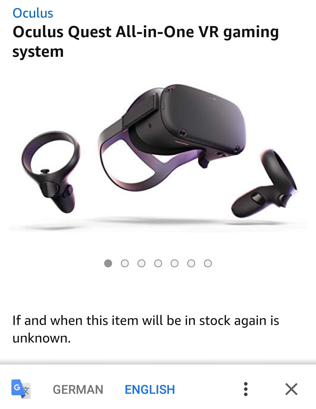 Oculus Quest now on German Amazon site OculusQuest