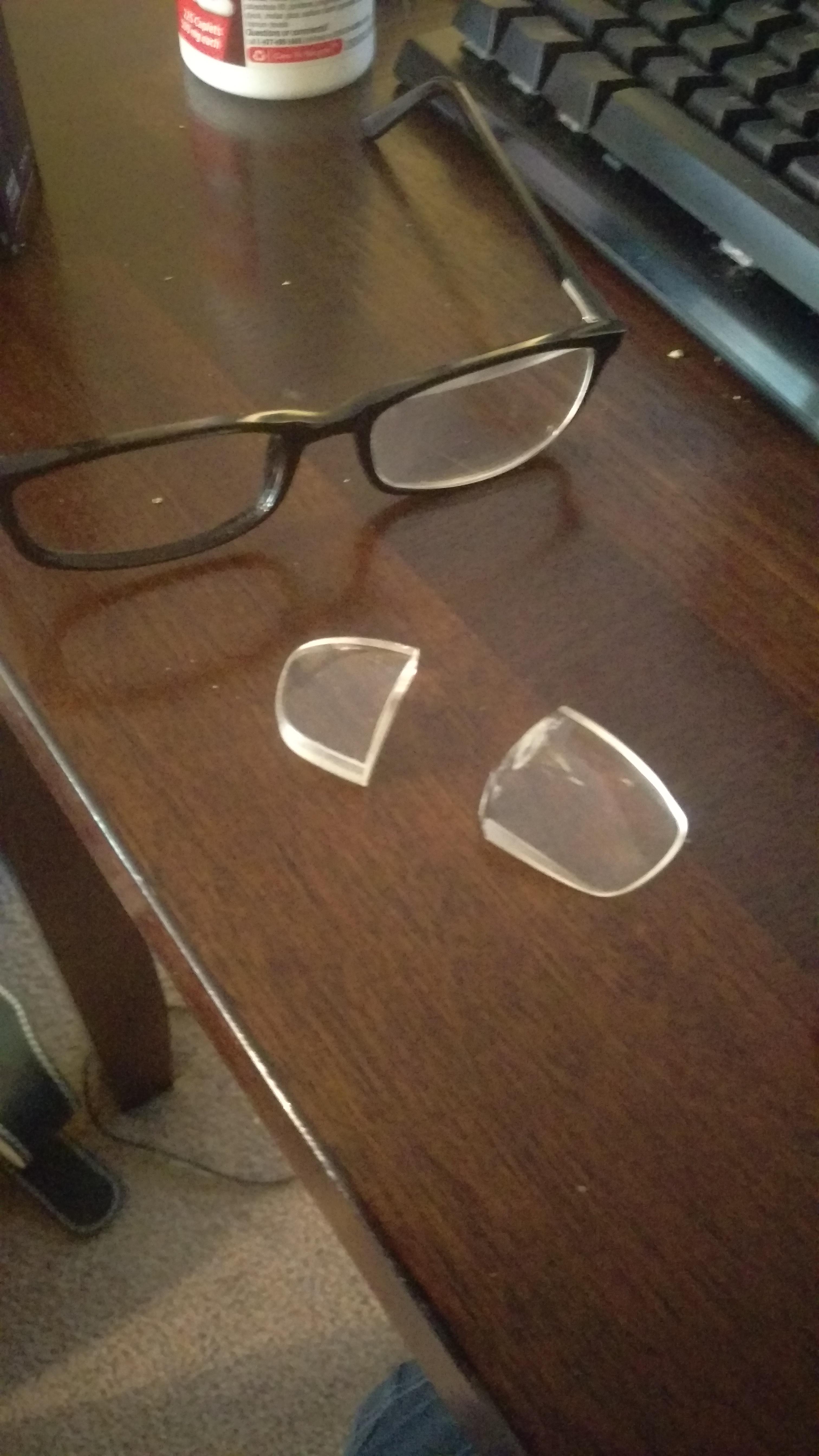 My brothers glasses broke and he can't see without them. He's blind