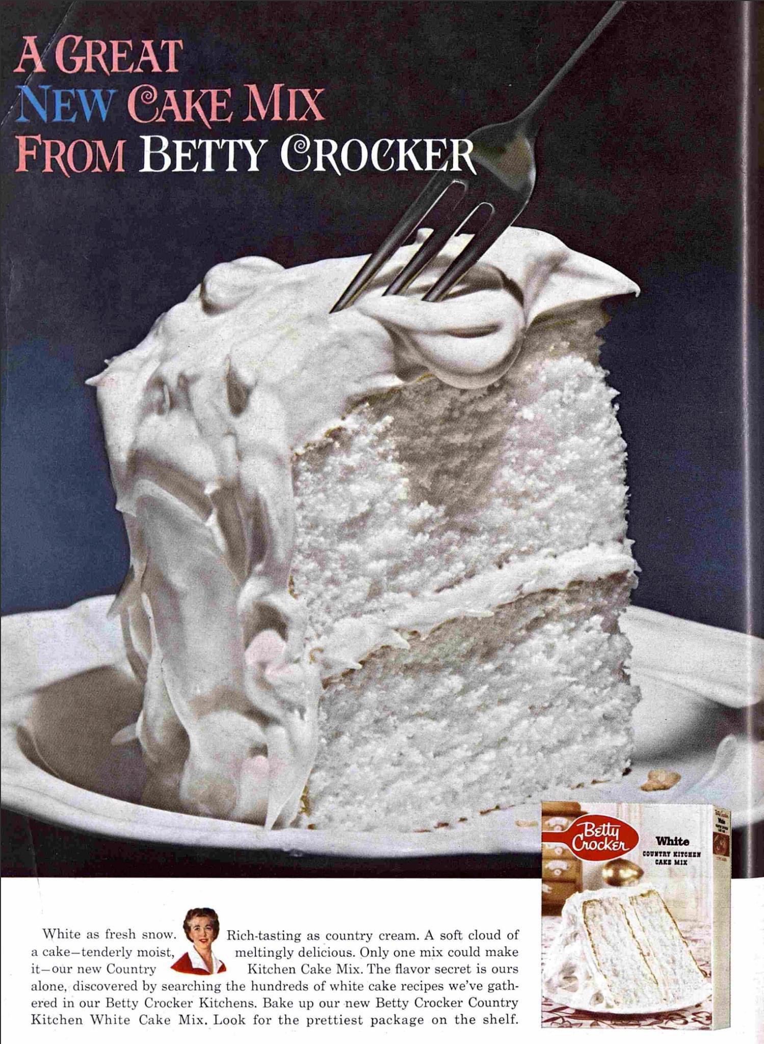 A Great New Cake Mix From Betty Crocker (Better Homes & Gardens, September 1960) r/vintageads
