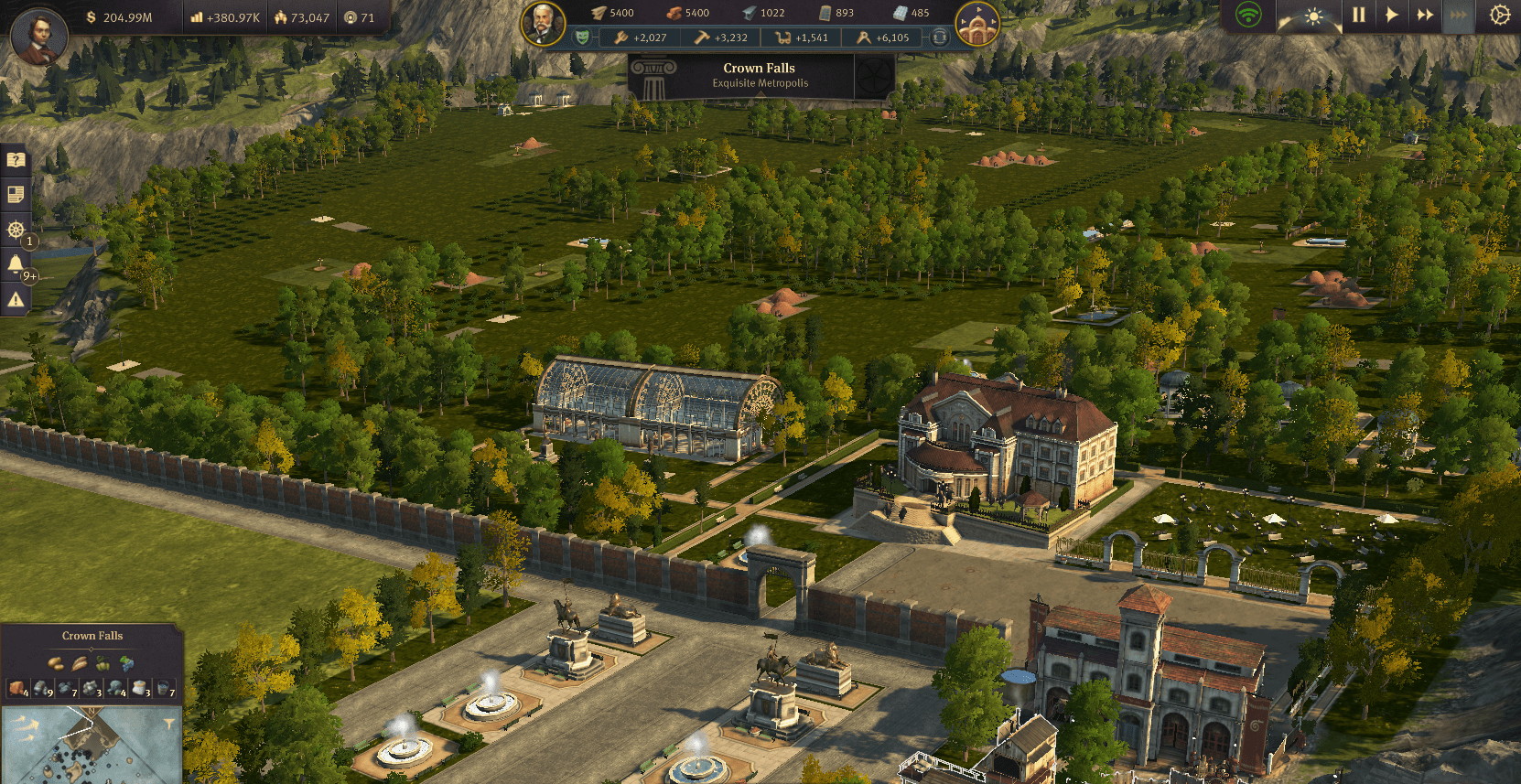 Anno Grand Entrance at night Crown Falls anno 1800