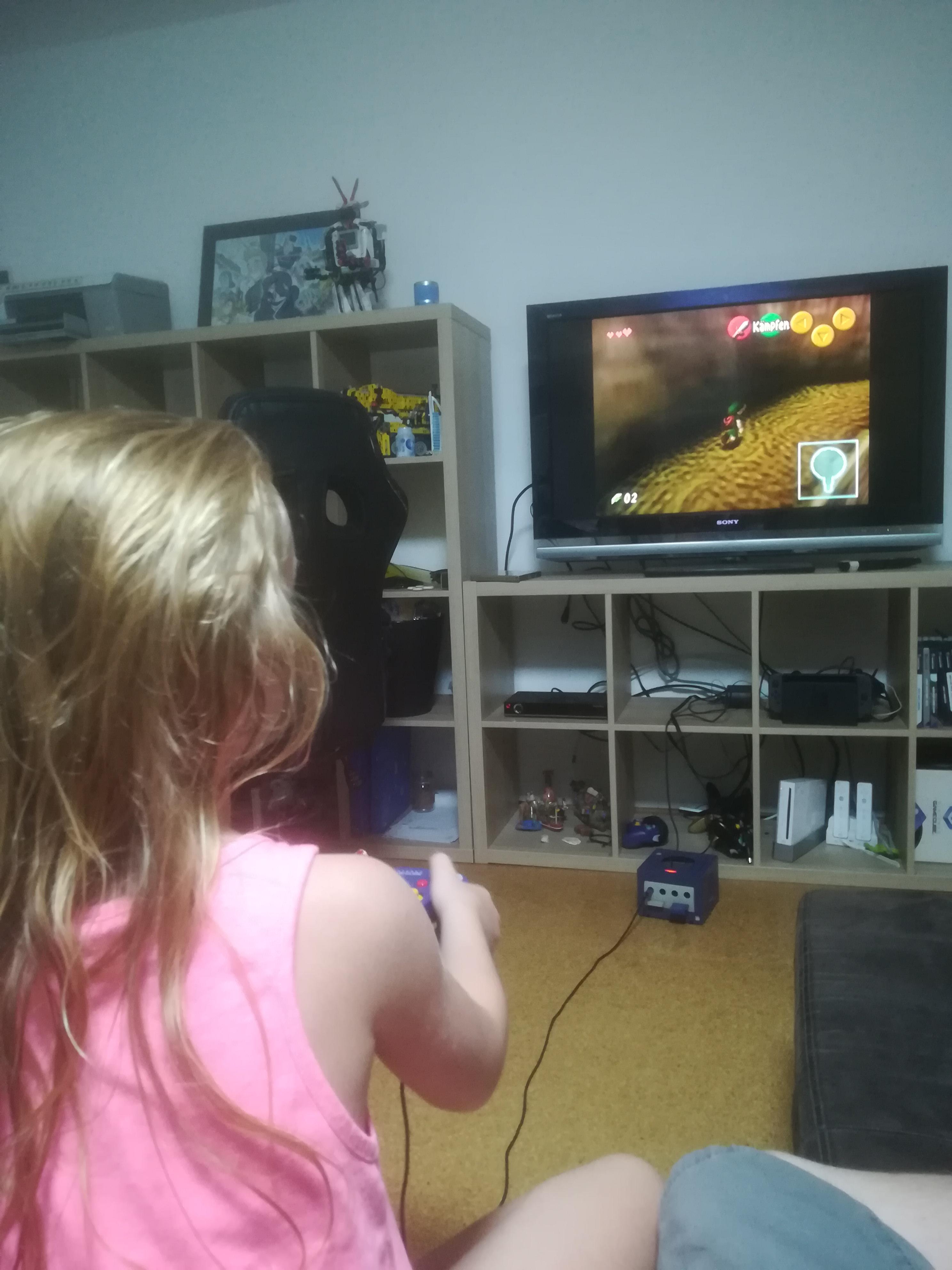 Came into my room and found her playing. I'm the proudest brother in