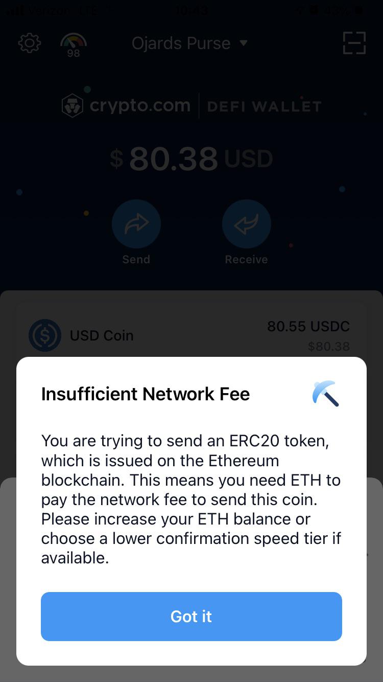 Trying to transfer my money from DeFi wallet to app, what