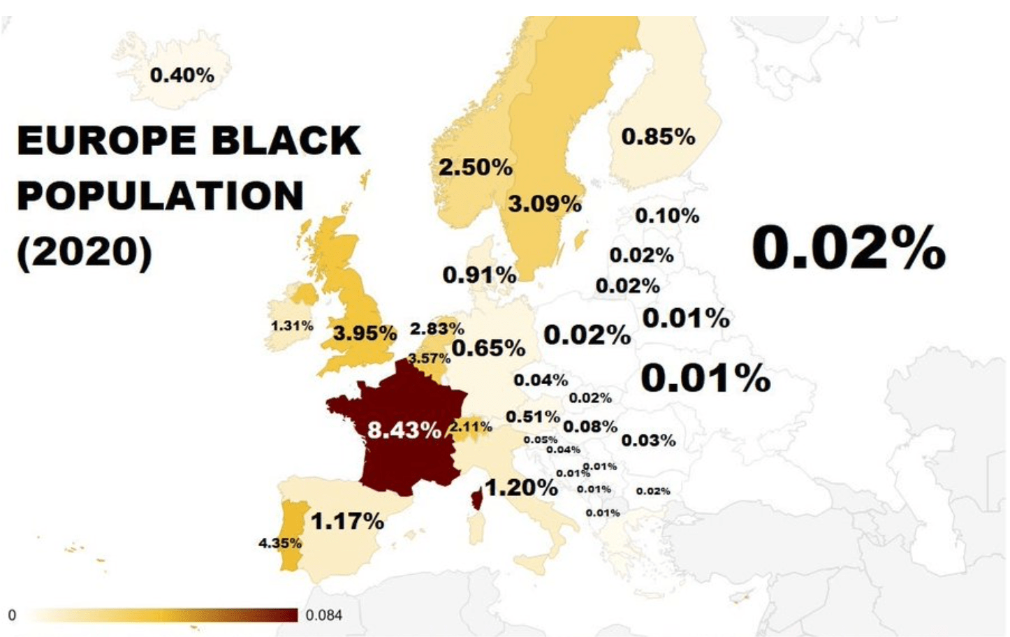 Percentage of black people in almost every country in Europe. r/DrewDurnil