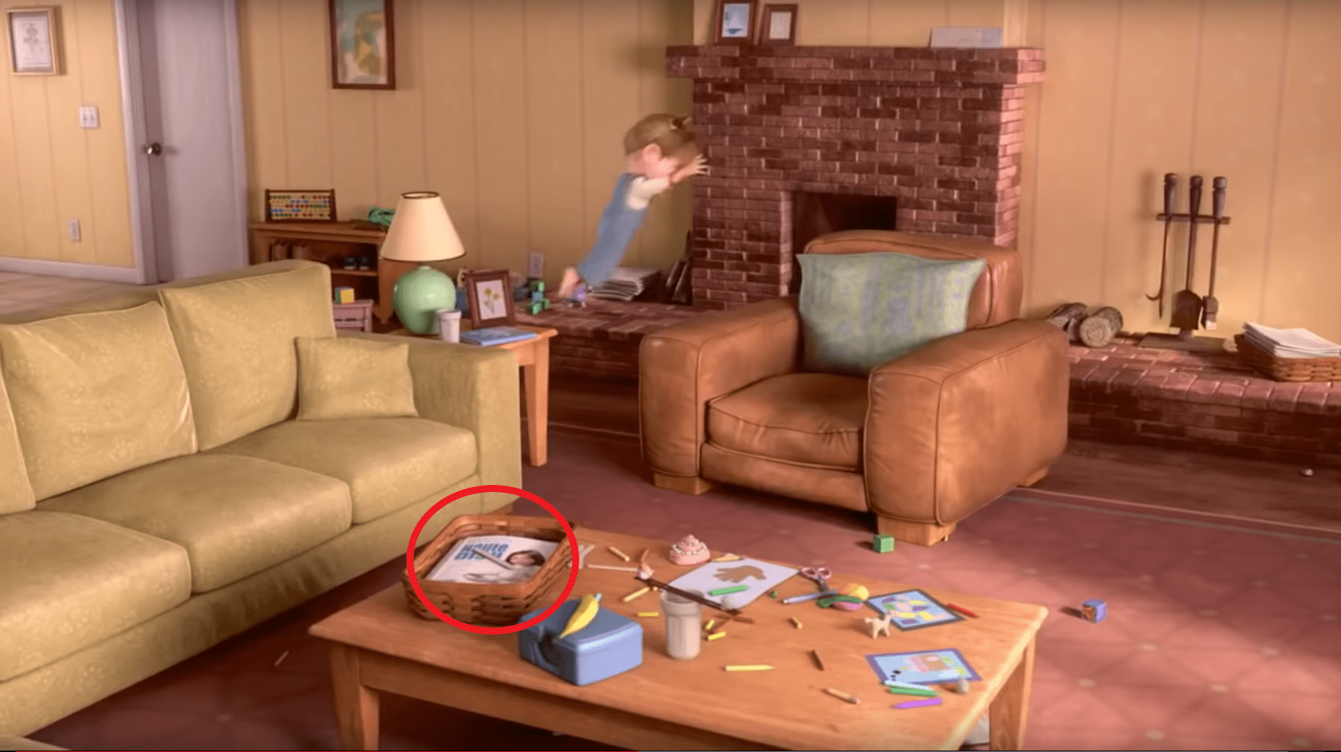 In Inside Out (2015), when Riley is playing "the floor is lava" there