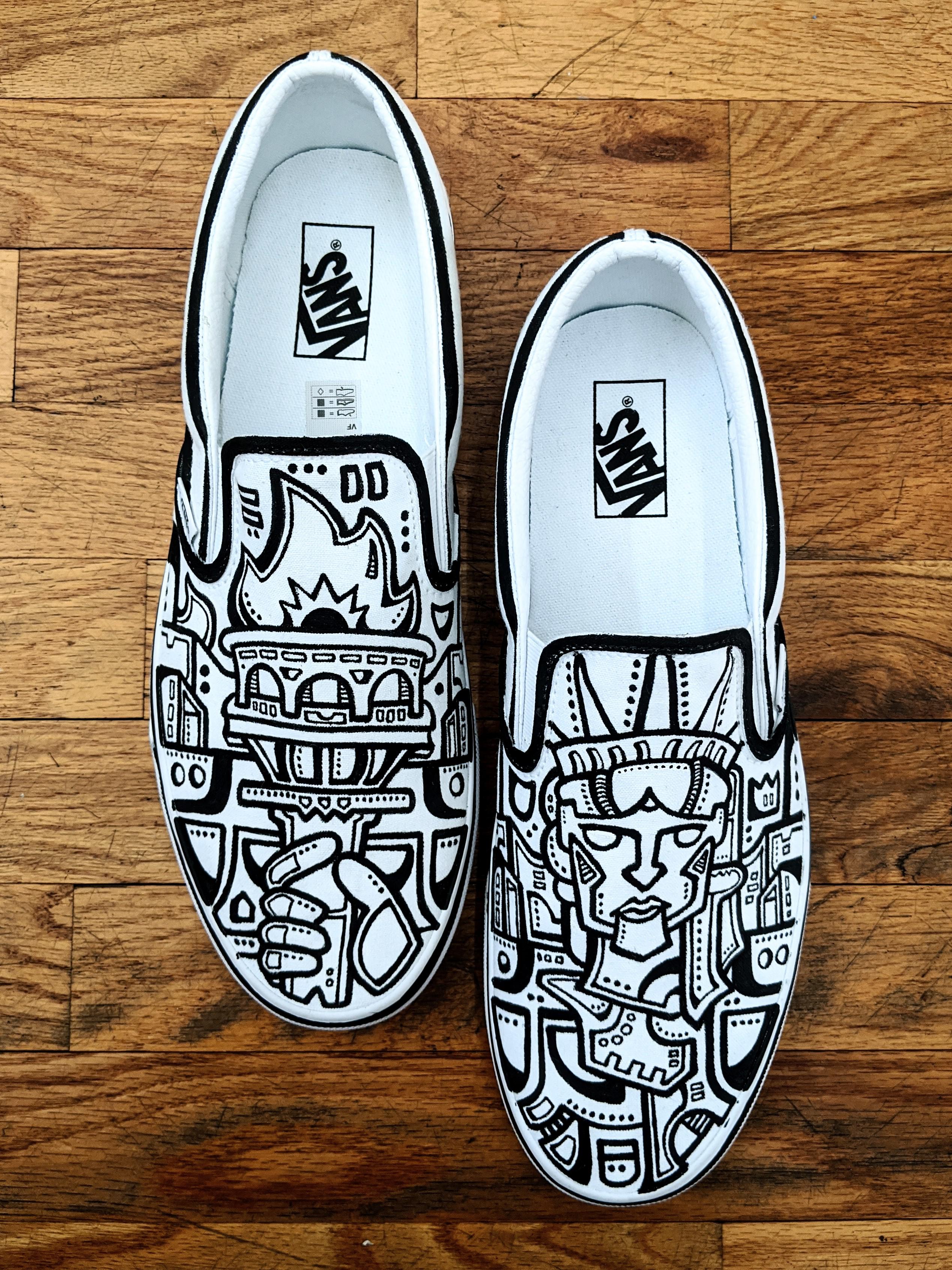 [ART] Hand painted Vans slipons inspired by NYC r/streetwear