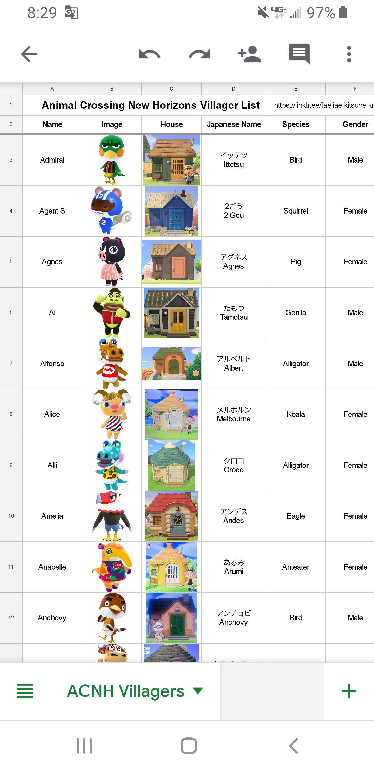 ACNH List of villager pics + house pics for is DONE! 😭 (Mostly. See