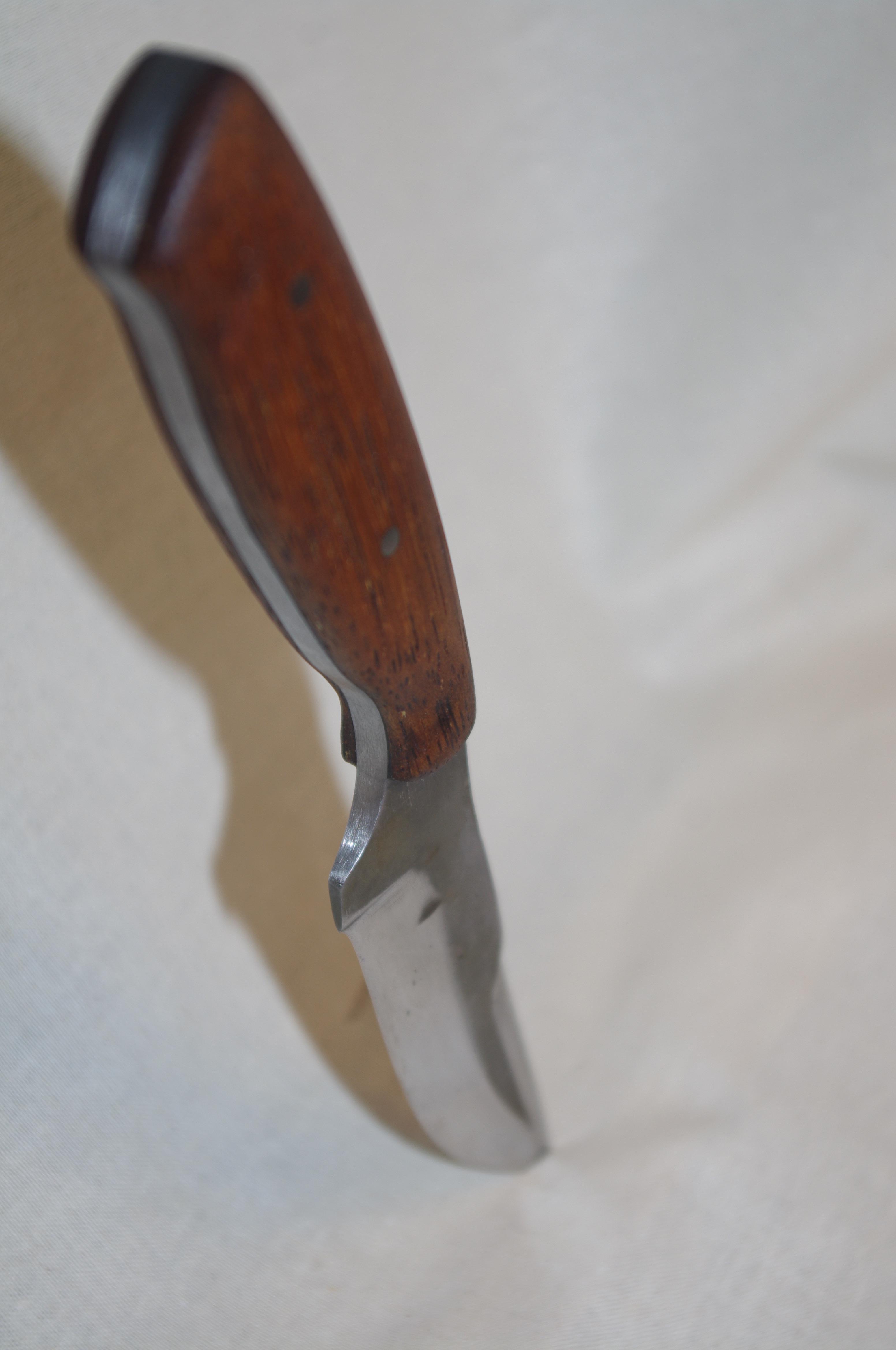 Finally finished my first knife. Spring steel blade and a merbau handle