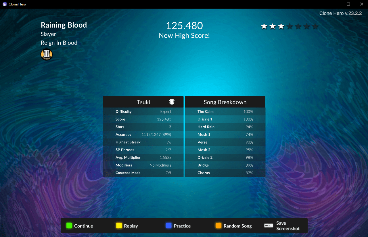 just wanted to share that I FINALLY SURVIVED RAINING BLOOD CloneHero