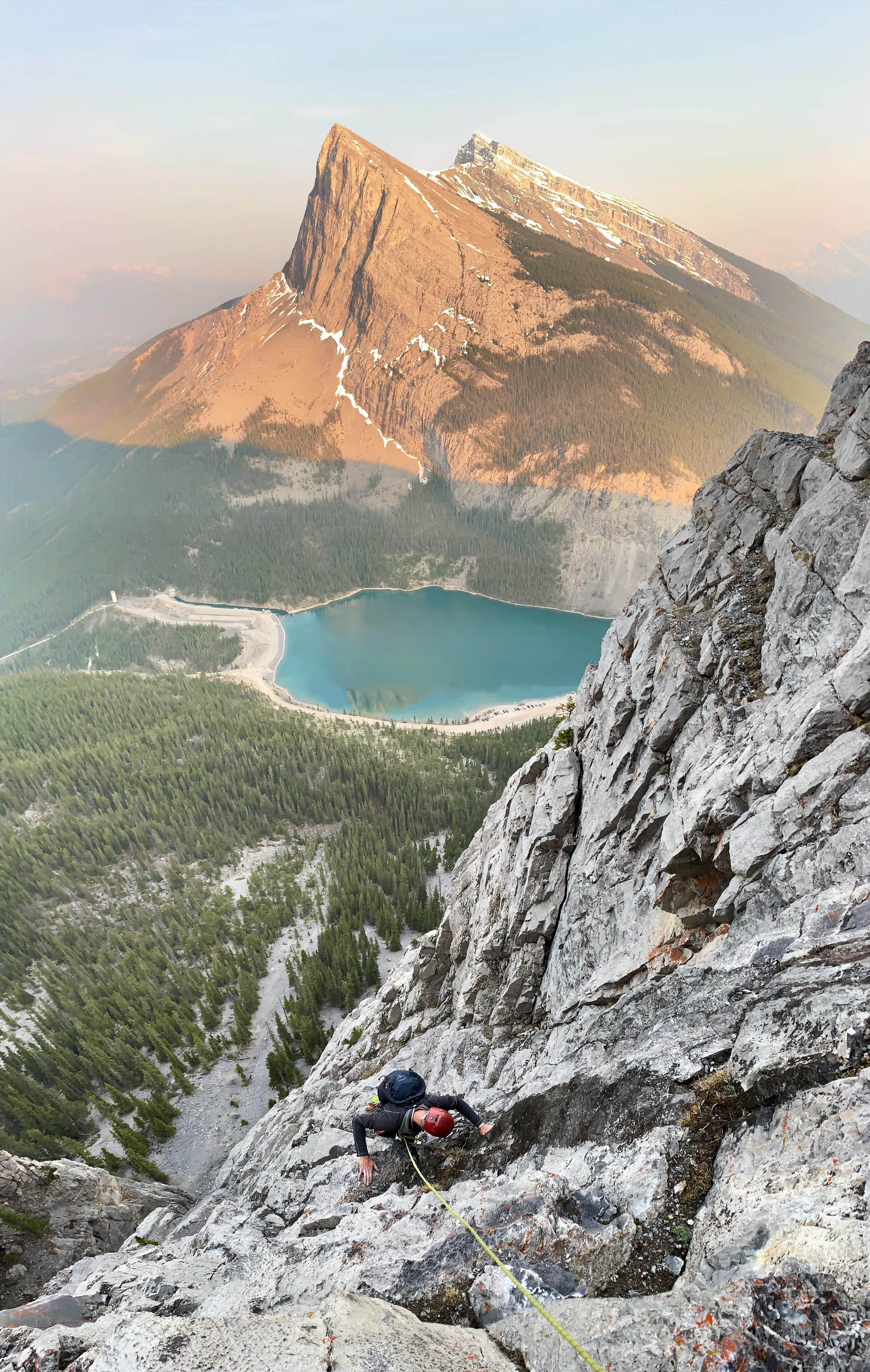 Navigating the seepage on the East End of Mt. Rundle (Bow Valley